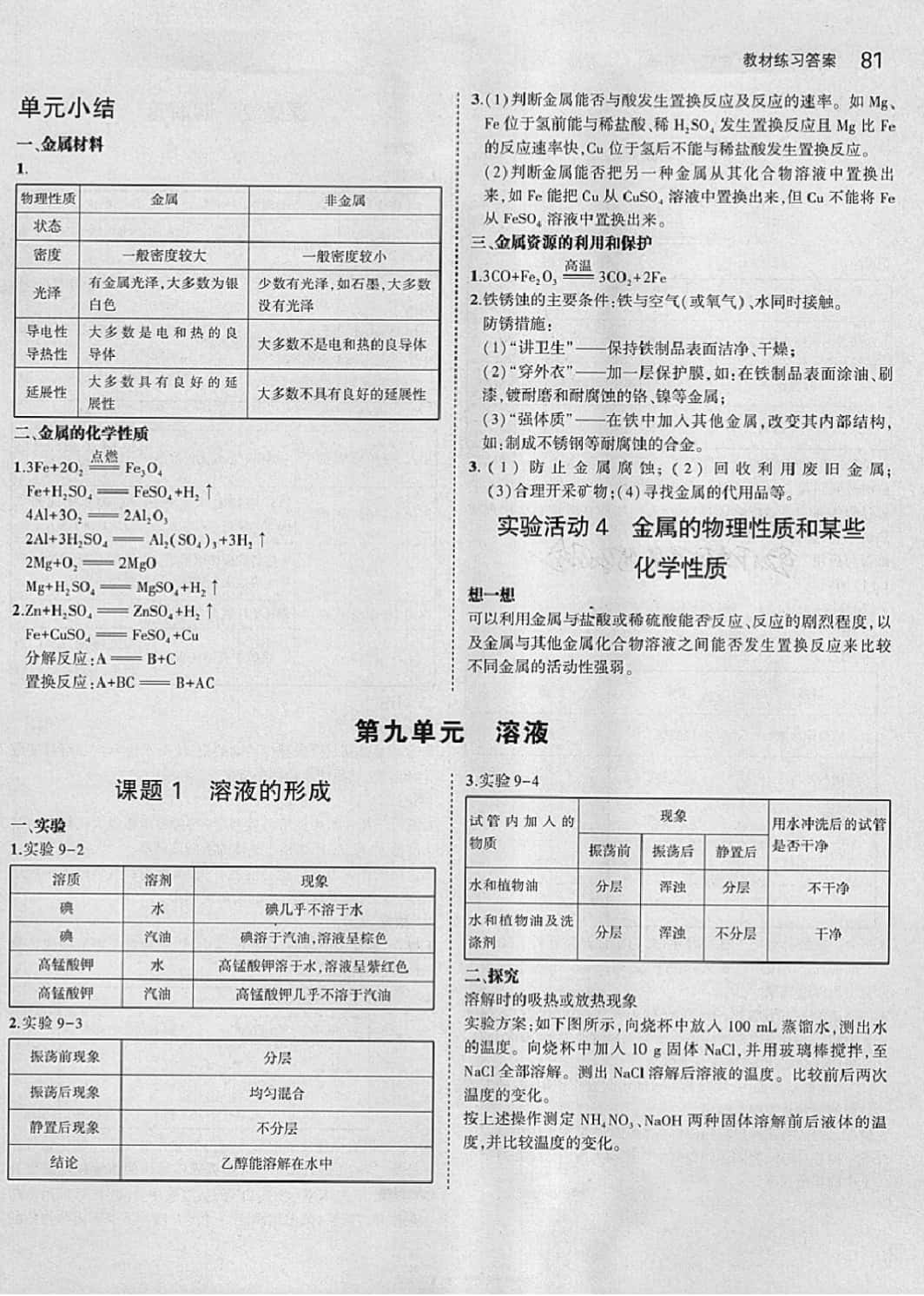 课本 教材九年级下化学人民教育出版社 参考答案第3页