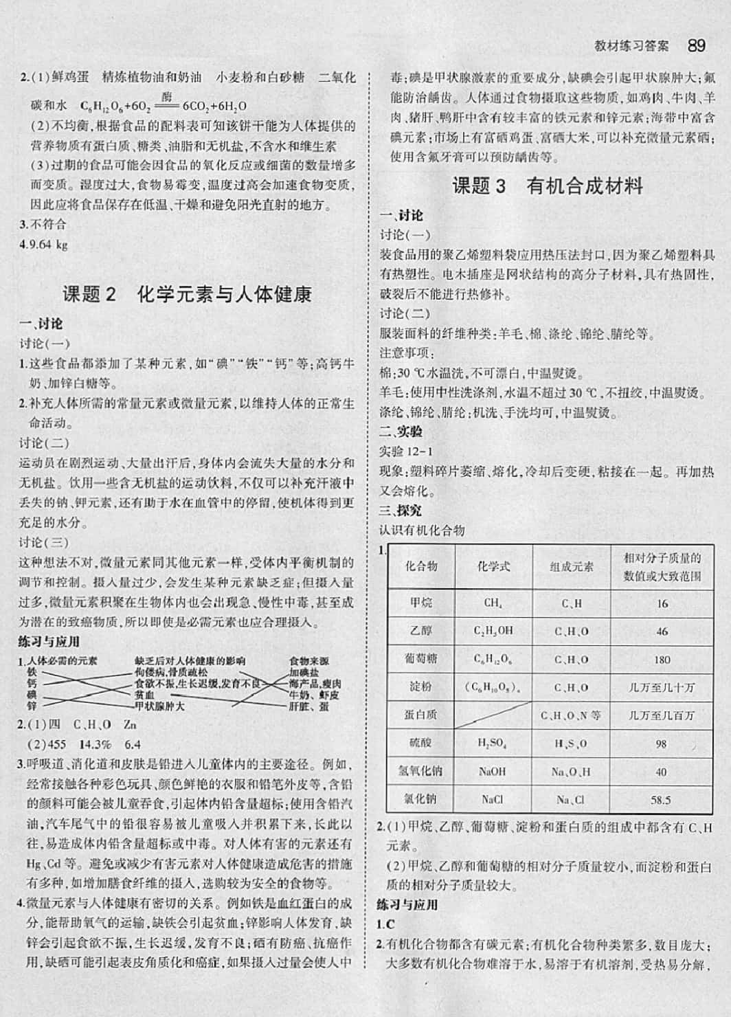 课本 教材九年级下化学人民教育出版社 参考答案第11页