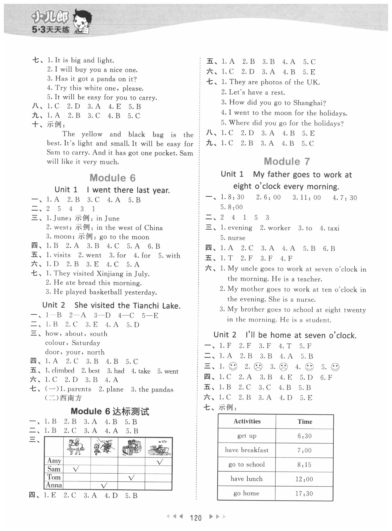 2020年53天天練五年級(jí)英語(yǔ)下冊(cè)外研版 參考答案第4頁(yè)