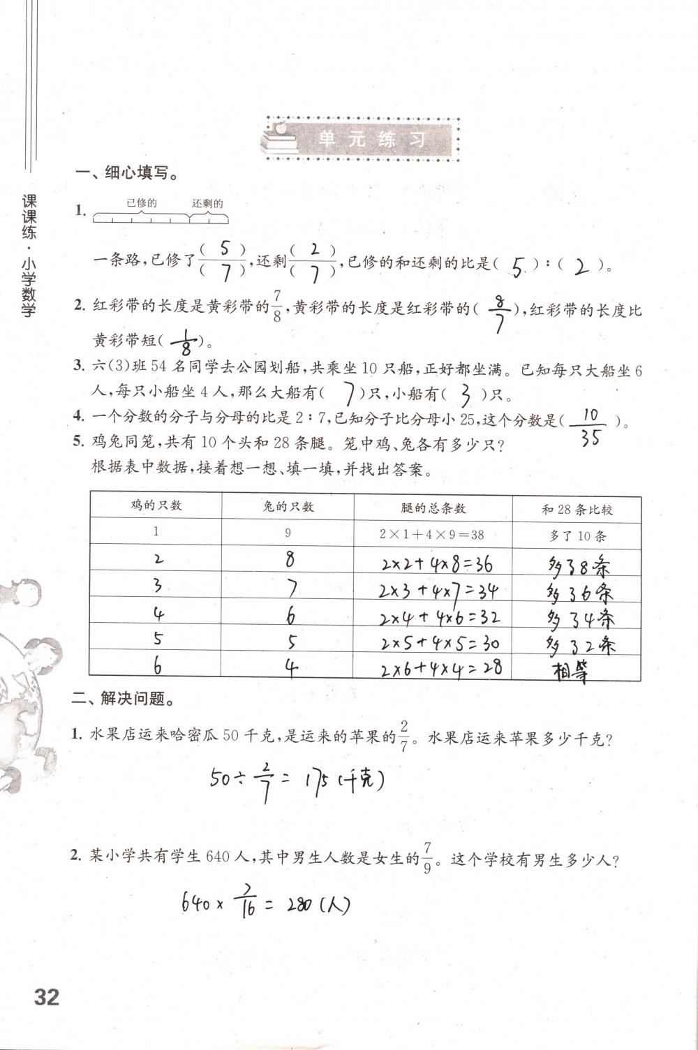 2018年課課練小學(xué)數(shù)學(xué)六年級(jí)下冊(cè)蘇教版 第32頁