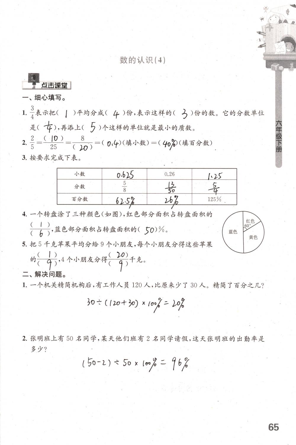 2018年課課練小學數(shù)學六年級下冊蘇教版 第65頁