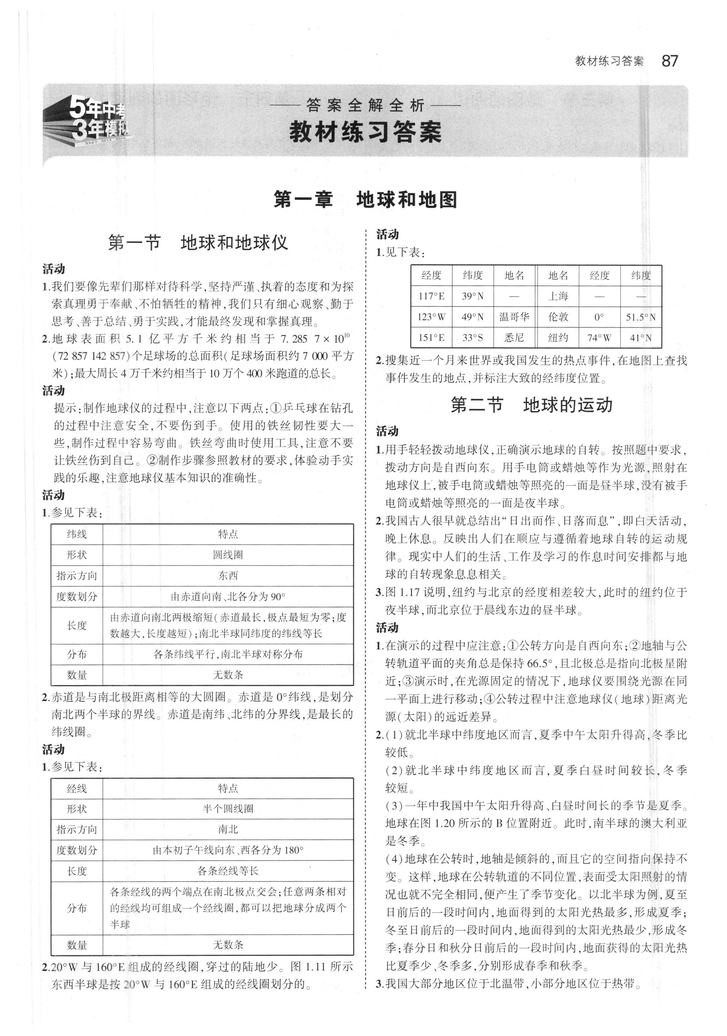 2018人教版七年級(jí)地理上冊(cè)義務(wù)教育教科書答案 參考答案第1頁