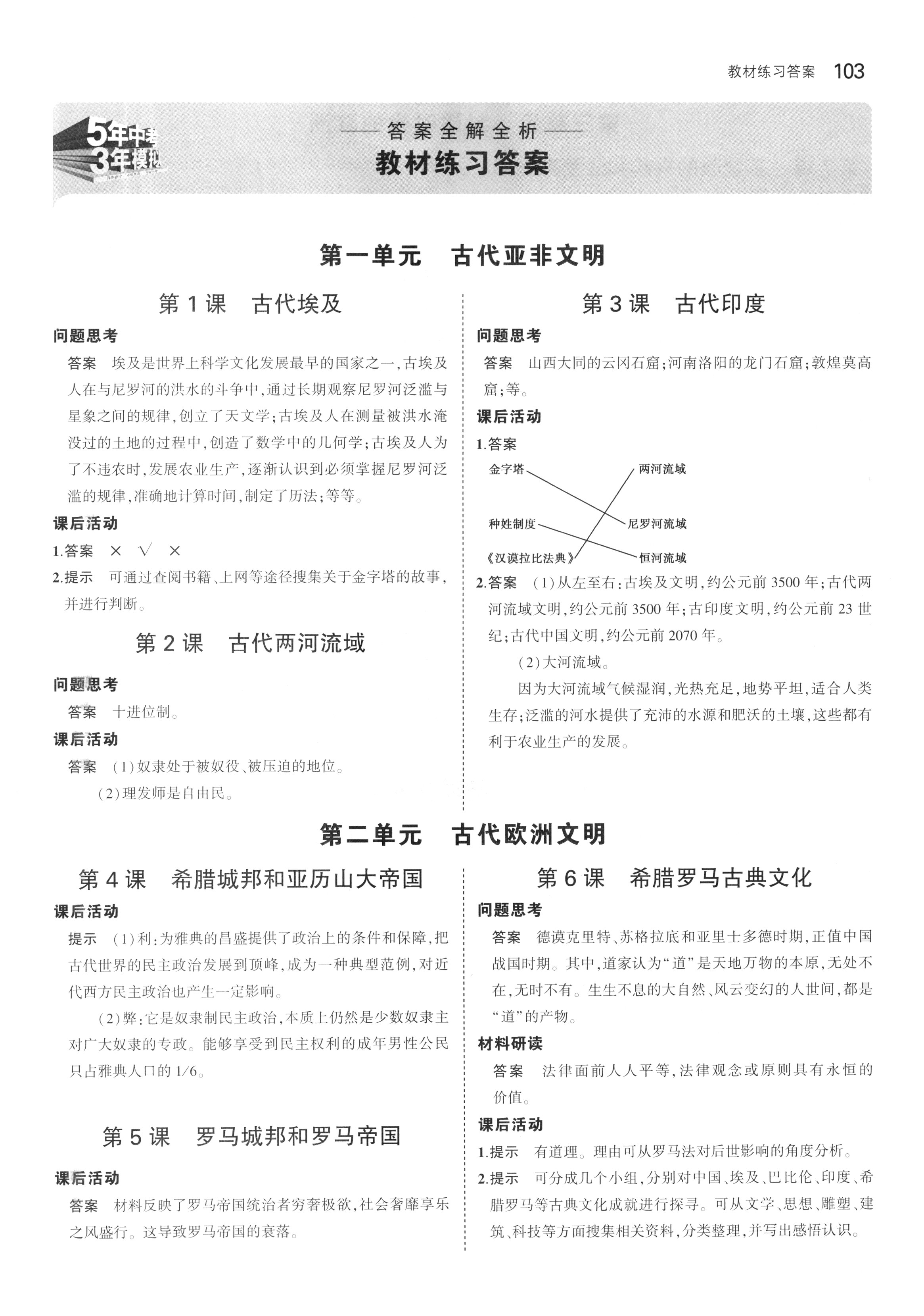 2018年課本九年級(jí)世界歷史上冊(cè)人教版 參考答案第1頁(yè)