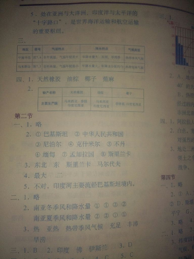 2019地理填充图册七年级下册中国地图出版社 参考答案第5页