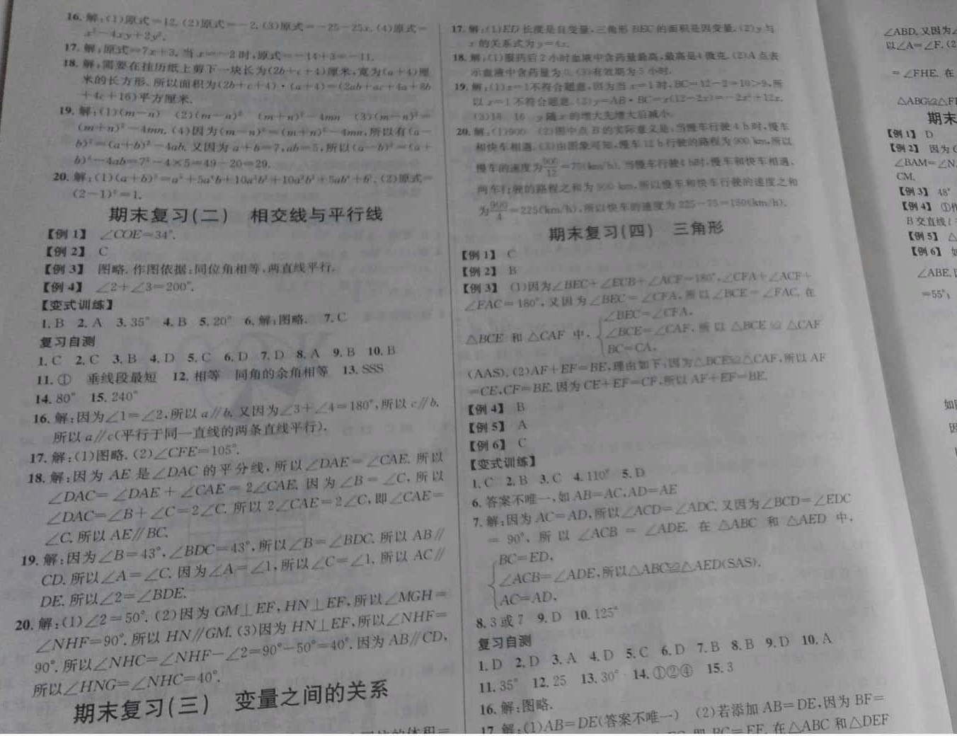 2019年名校课堂七年级数学下册北师大版河南专版 参考答案第19页