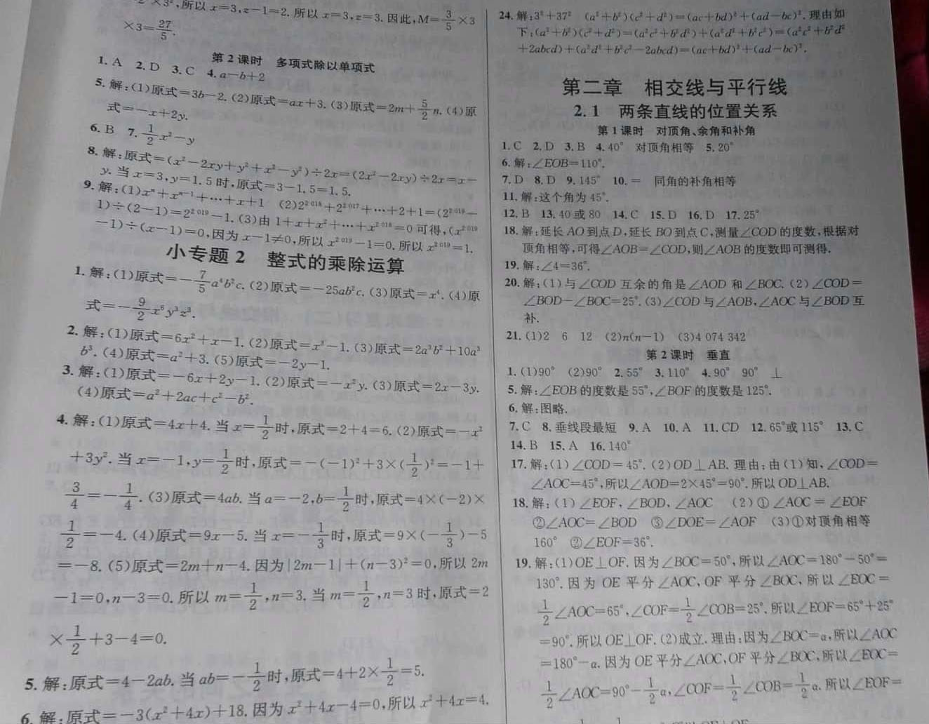 2019年名校课堂七年级数学下册北师大版河南专版 参考答案第5页