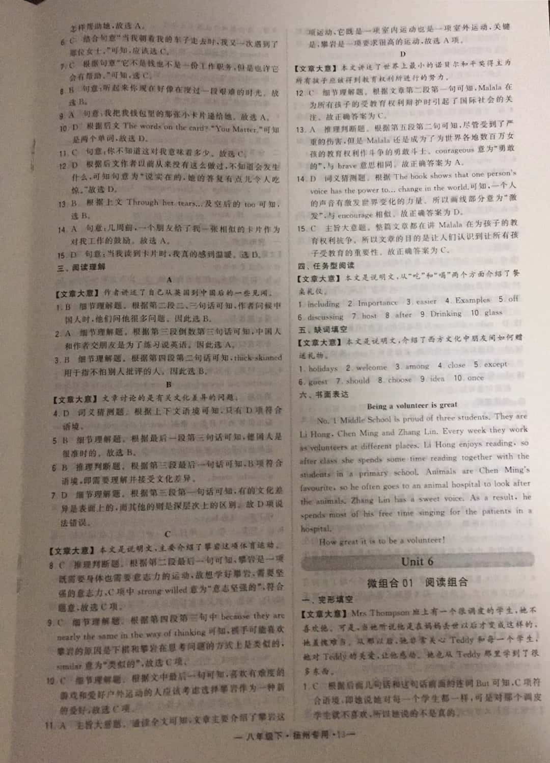 2019年經(jīng)綸學(xué)典學(xué)霸八年級(jí)英語下冊(cè)譯林版揚(yáng)州專版 參考答案第13頁