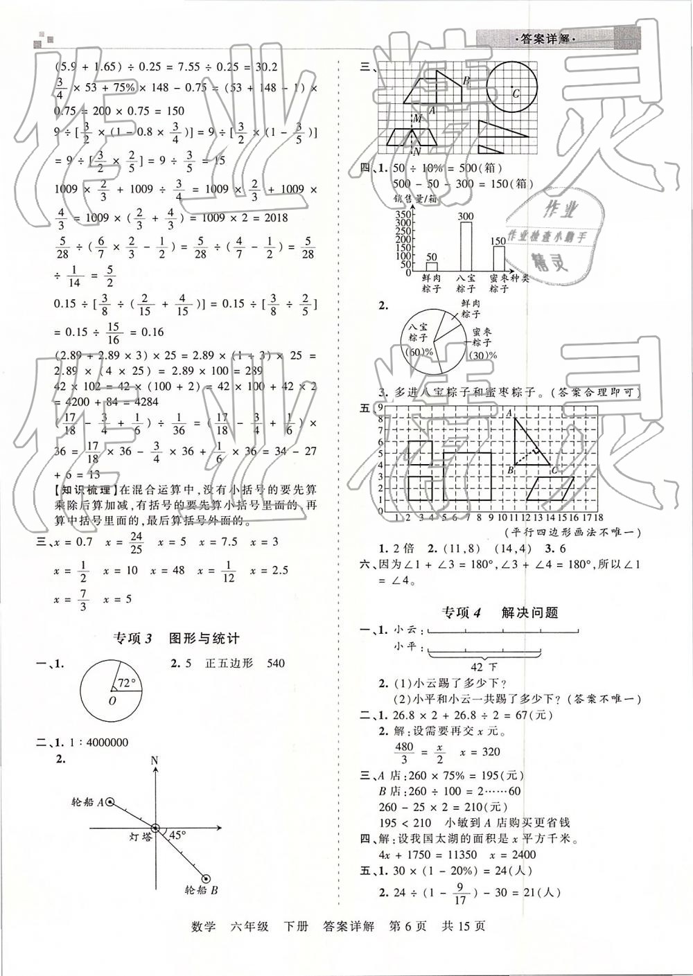 2019年王朝霞期末真題精編六年級數(shù)學下冊人教版 參考答案第6頁