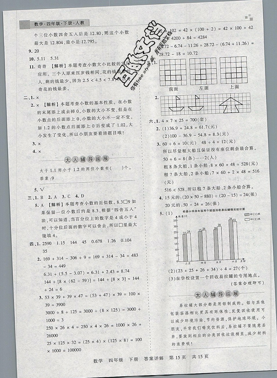 2019年王朝霞期末真題精編四年級(jí)數(shù)學(xué)下冊(cè)人教版 參考答案第14頁(yè)