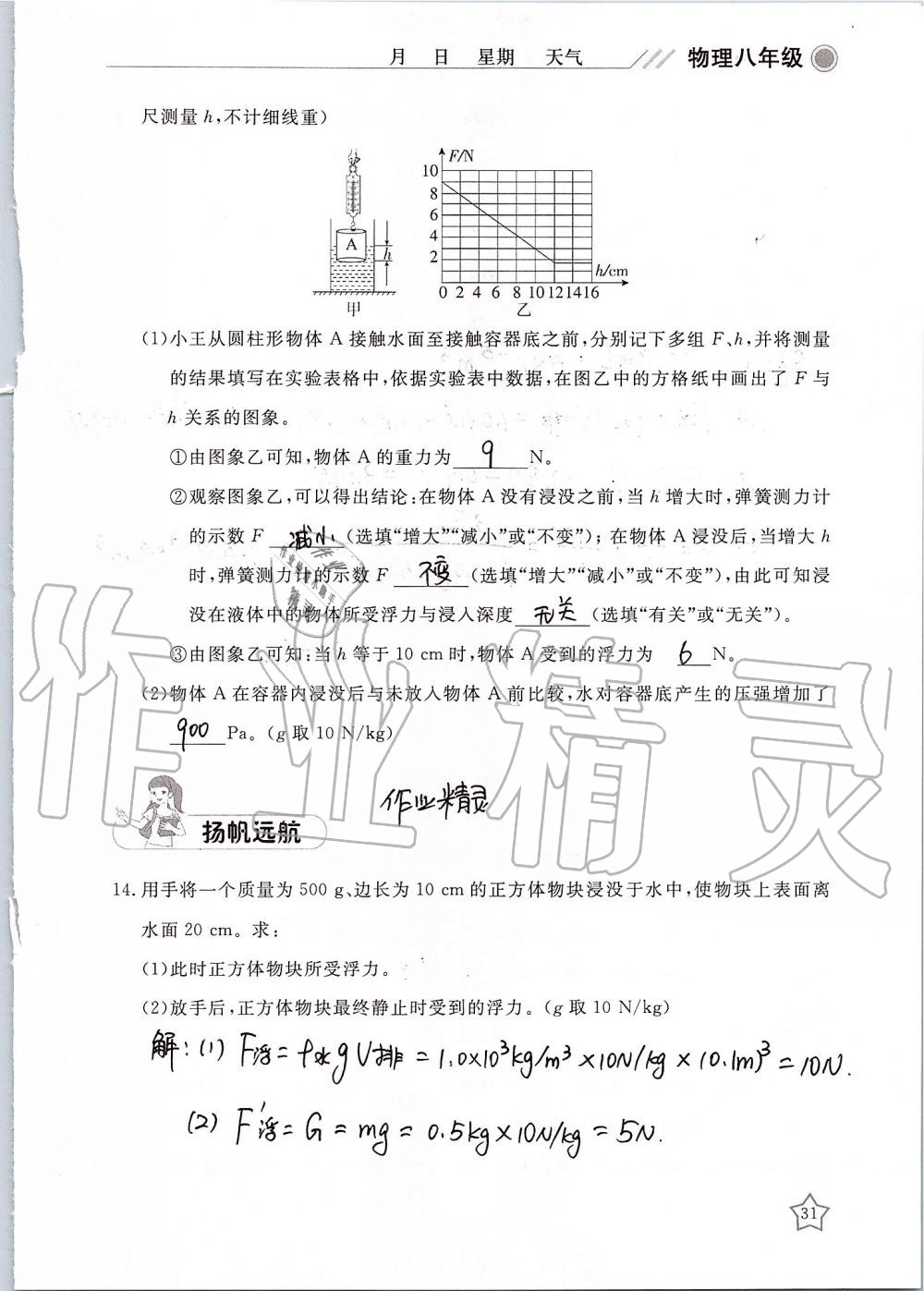 2019年湘岳假期暑假作業(yè)八年級物理 第31頁