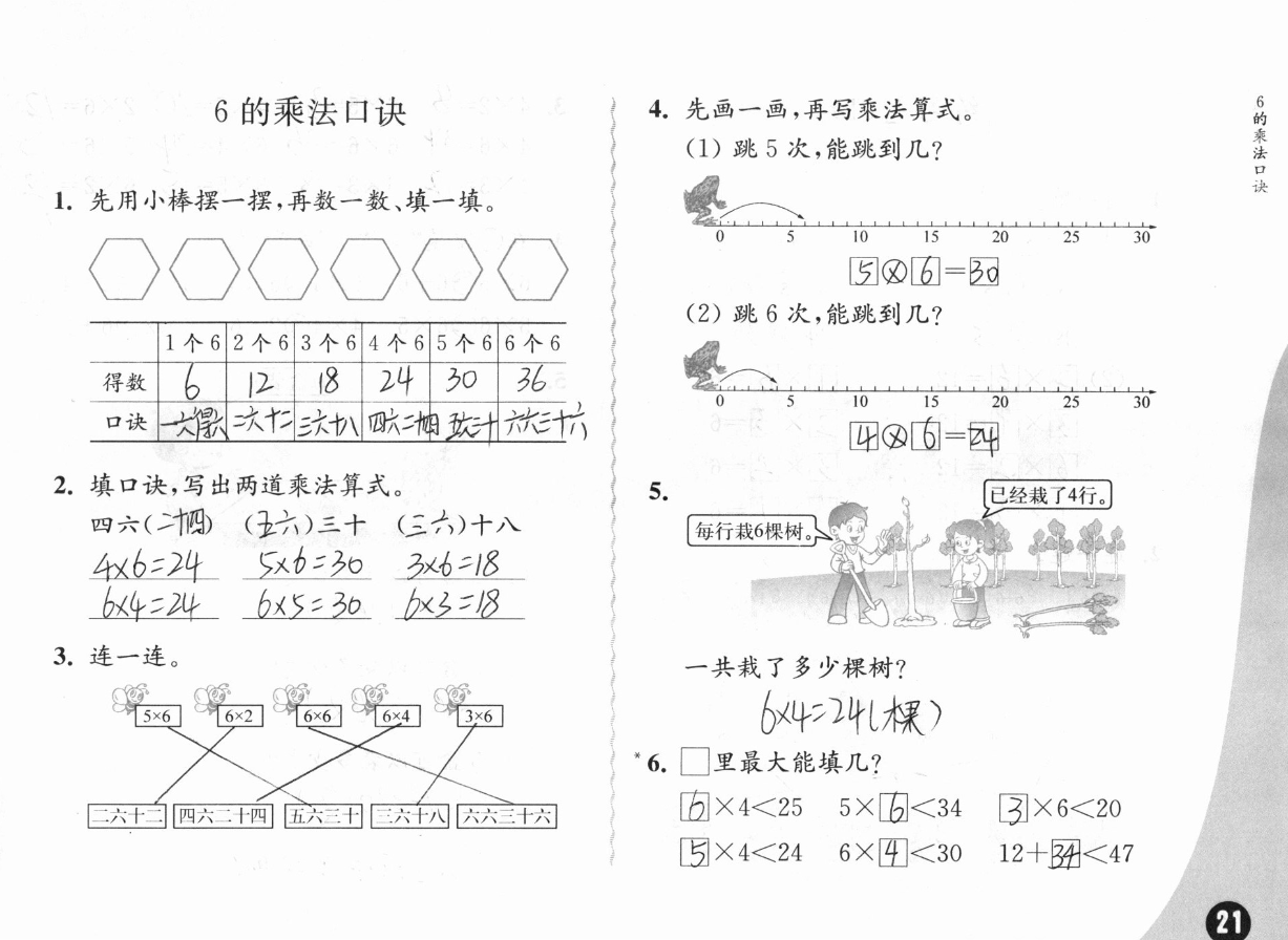 2019練習(xí)與測試小學(xué)數(shù)學(xué)二年級上冊蘇教版彩色版 參考答案第21頁