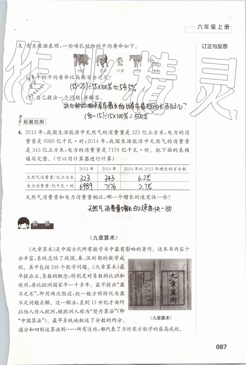 2019年练习与测试小学数学六年级上册苏教版 第87页