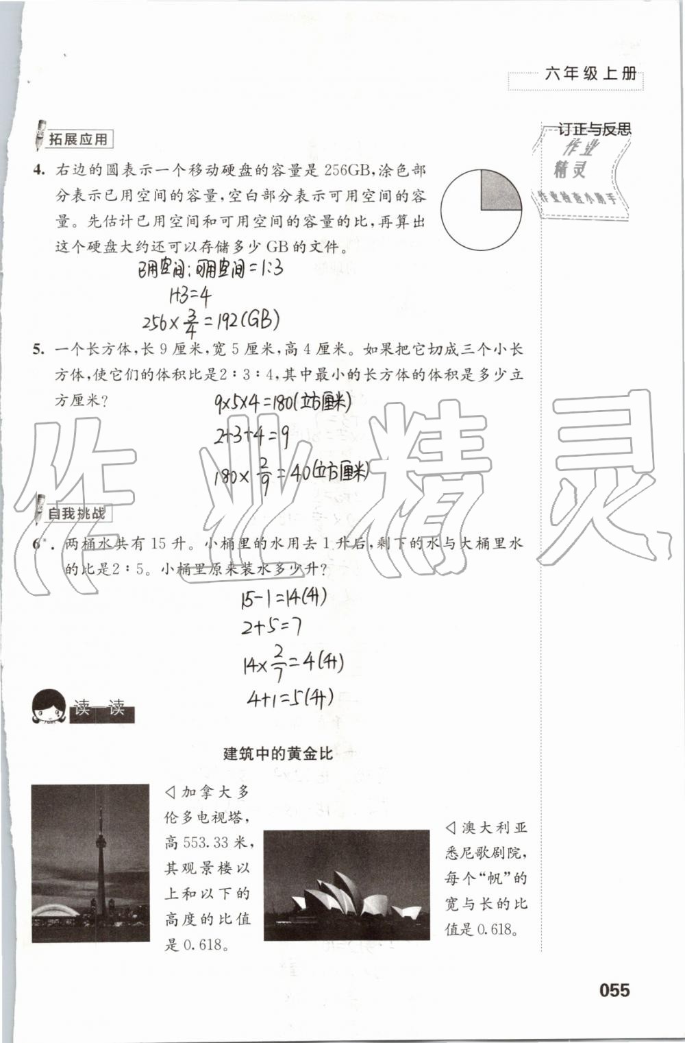 2019年练习与测试小学数学六年级上册苏教版 第55页