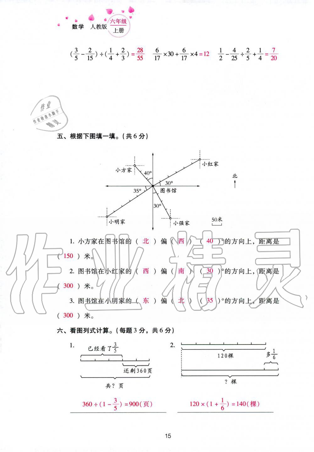 2019年云南省标准教辅同步指导训练与检测六年级数学人教版 参考答案第89页