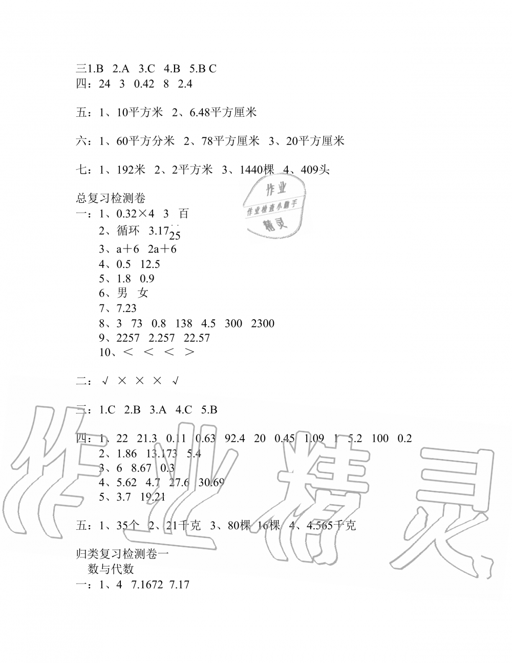 2019年云南省标准教辅同步指导训练与检测五年级数学人教版 参考答案第25页