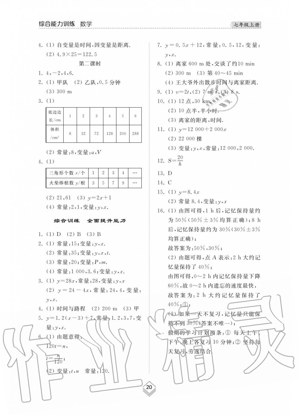 2019年綜合能力訓練七年級數(shù)學上冊其它 第21頁