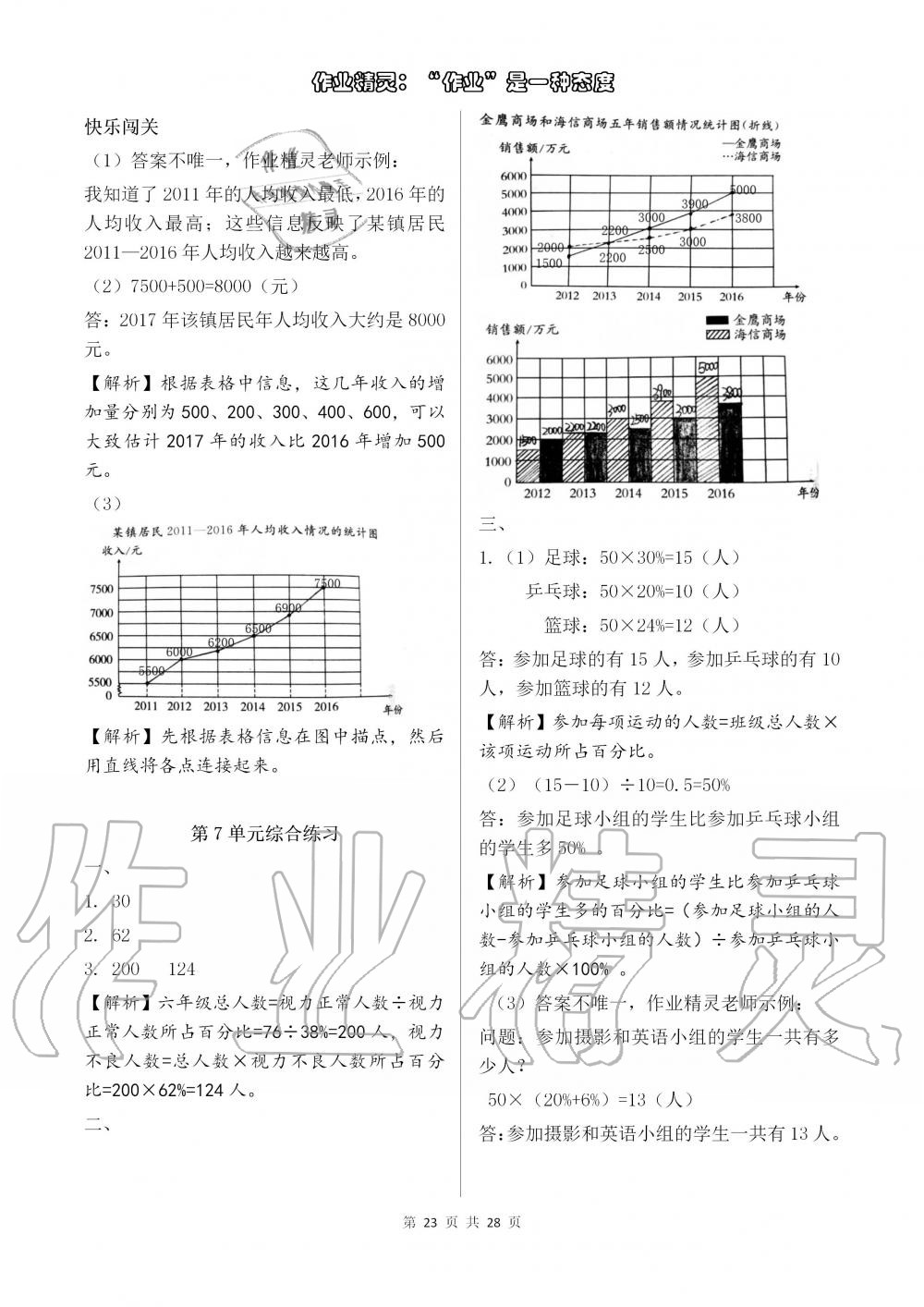 2019年配套练习册六年级数学上册人教版 第23页