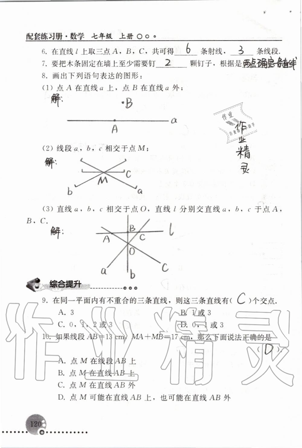 2019年配套練習冊七年級數(shù)學上冊人教版 第120頁