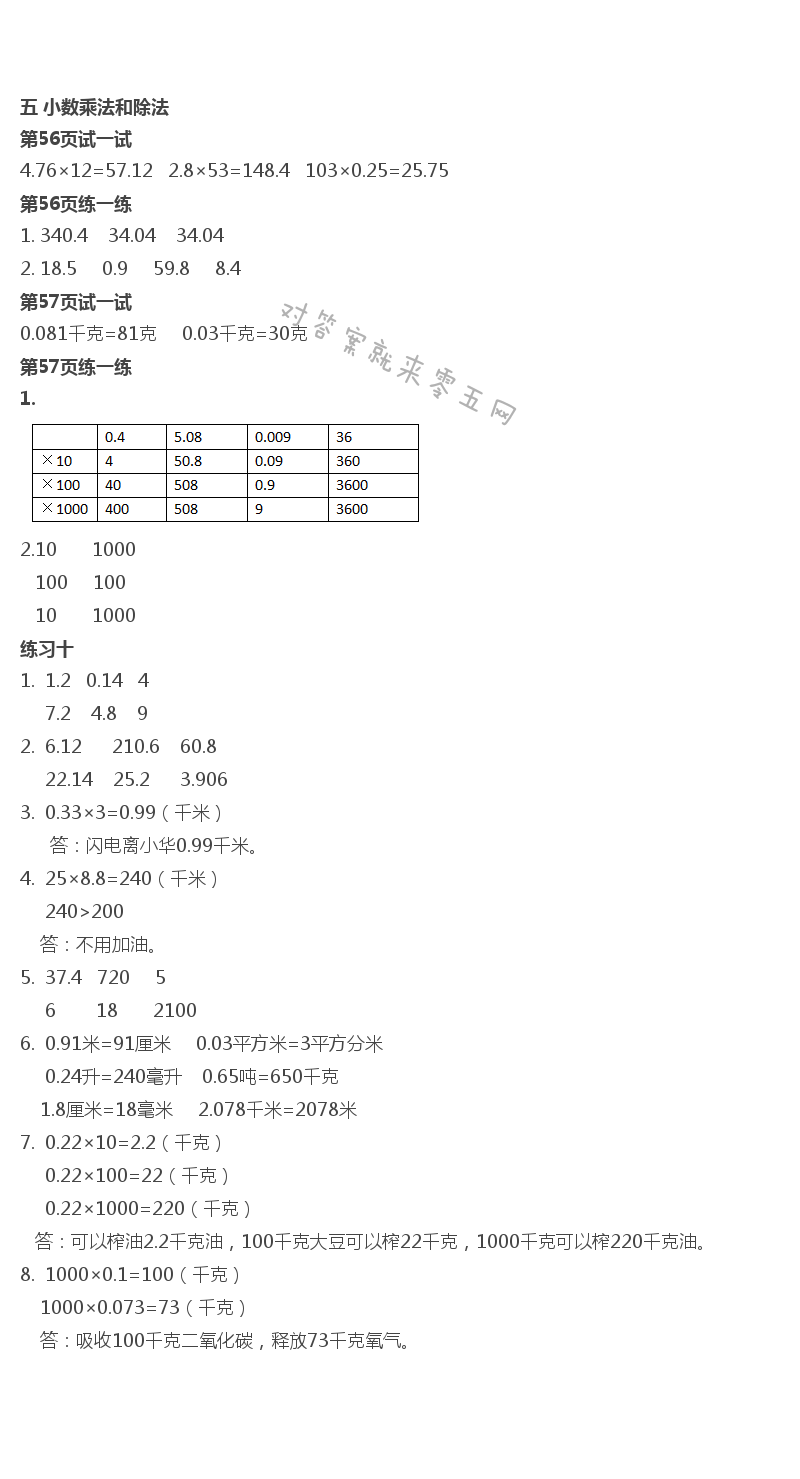 2019年课本苏教版五年级数学上册 第12页