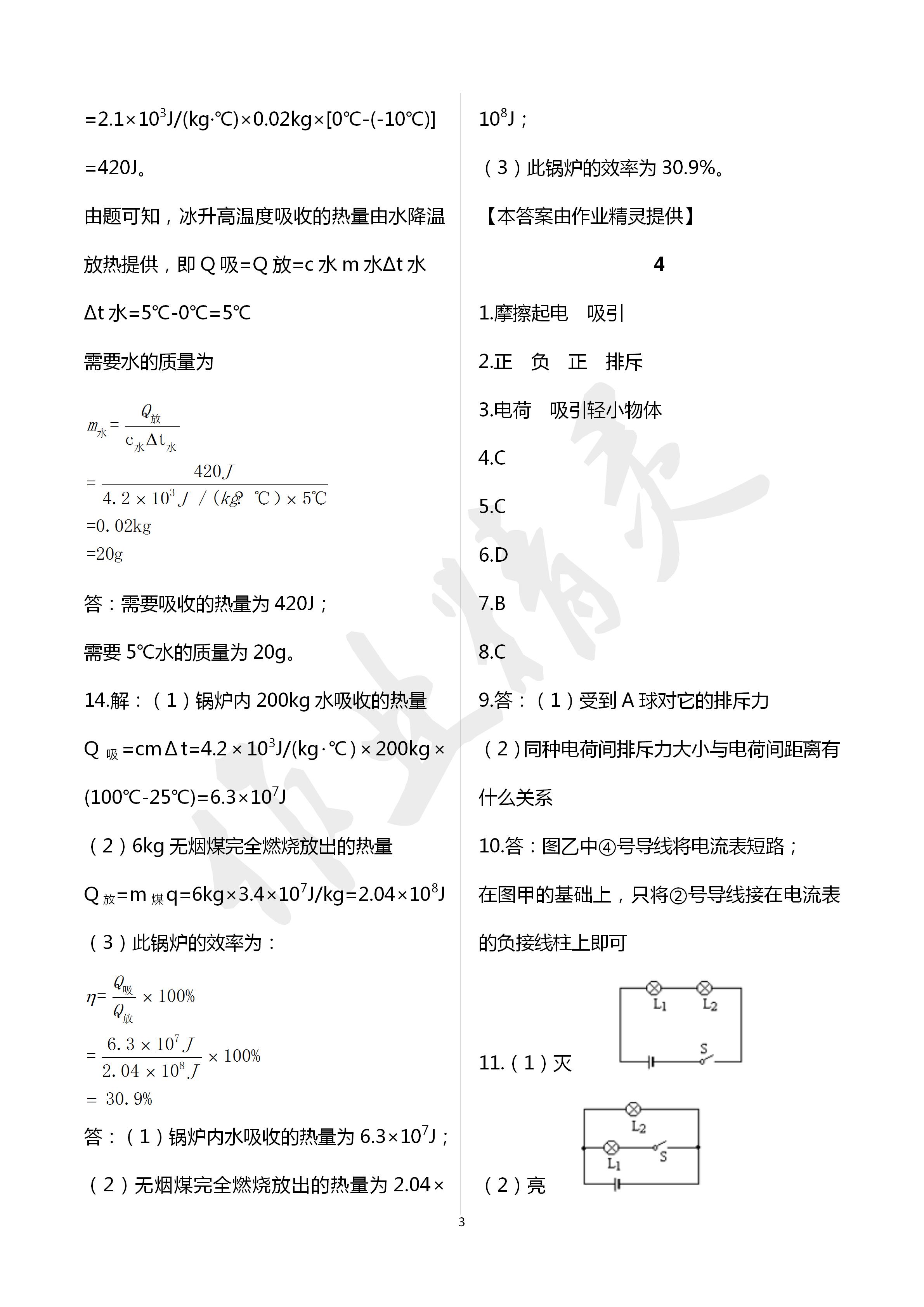 2020年寒假作業(yè)及活動(dòng)九年級物理人教版 第3頁