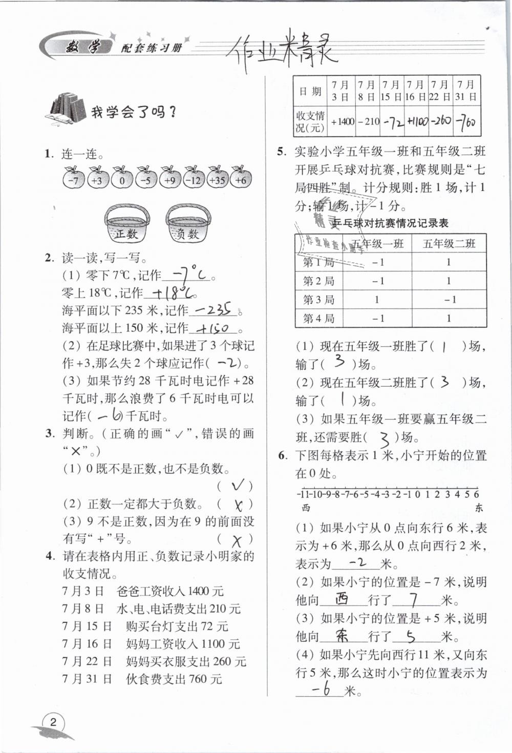 2020年数学配套练习册小学五年级下册青岛版青岛出版社 第2页