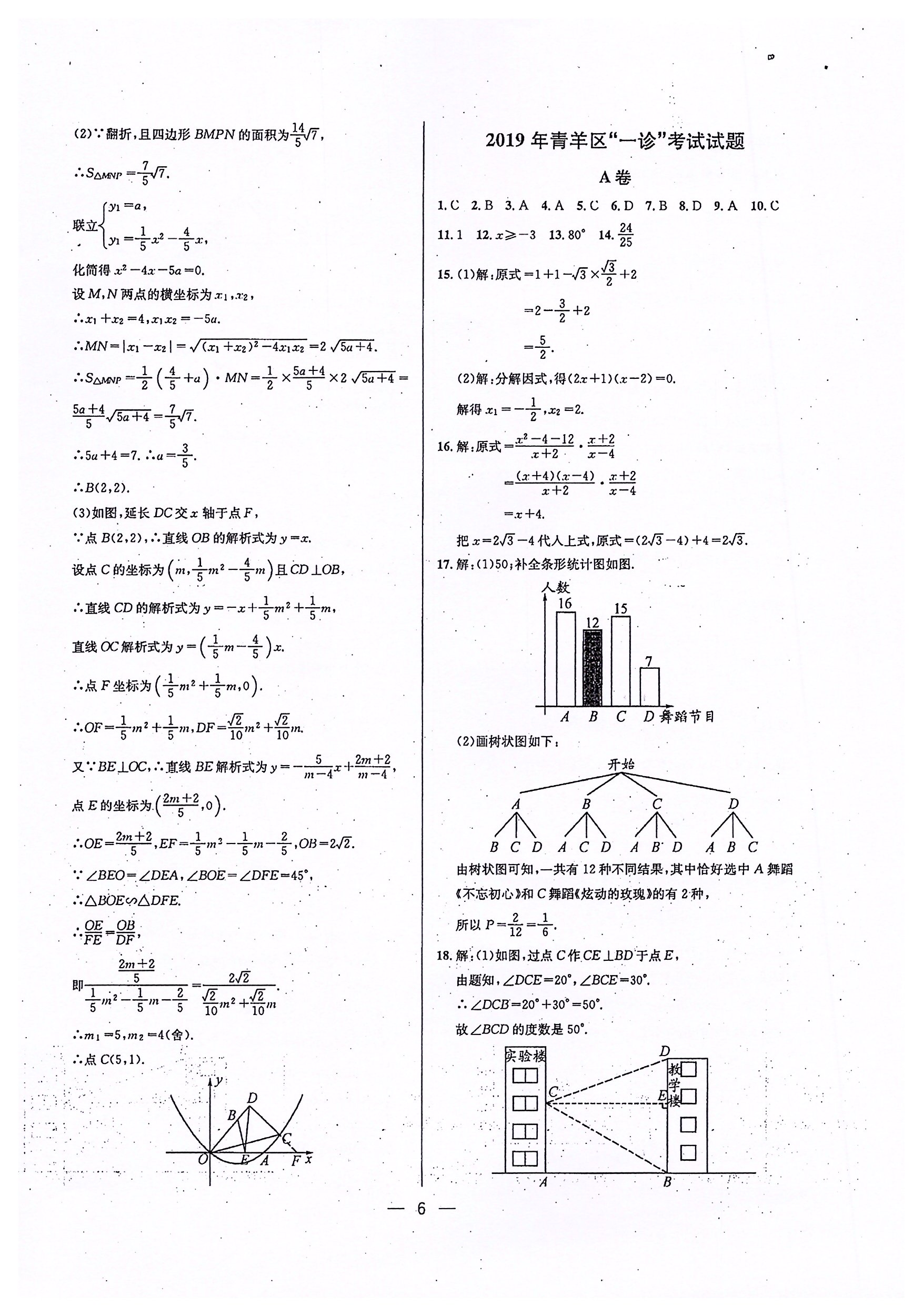 2020年蓉城中考名校模擬真題匯編數(shù)學(xué) 參考答案第6頁