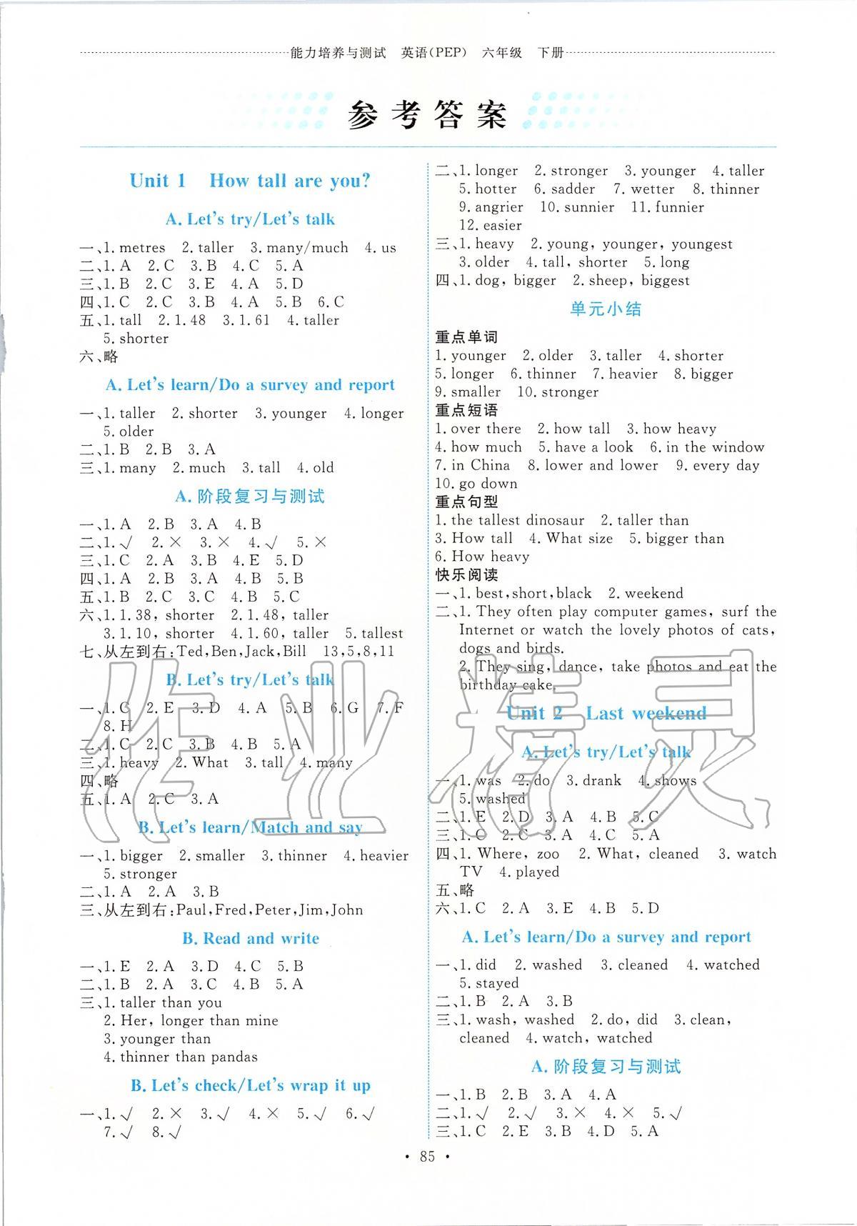 2020年能力培養(yǎng)與測(cè)試六年級(jí)英語(yǔ)下冊(cè)人教版 第1頁(yè)