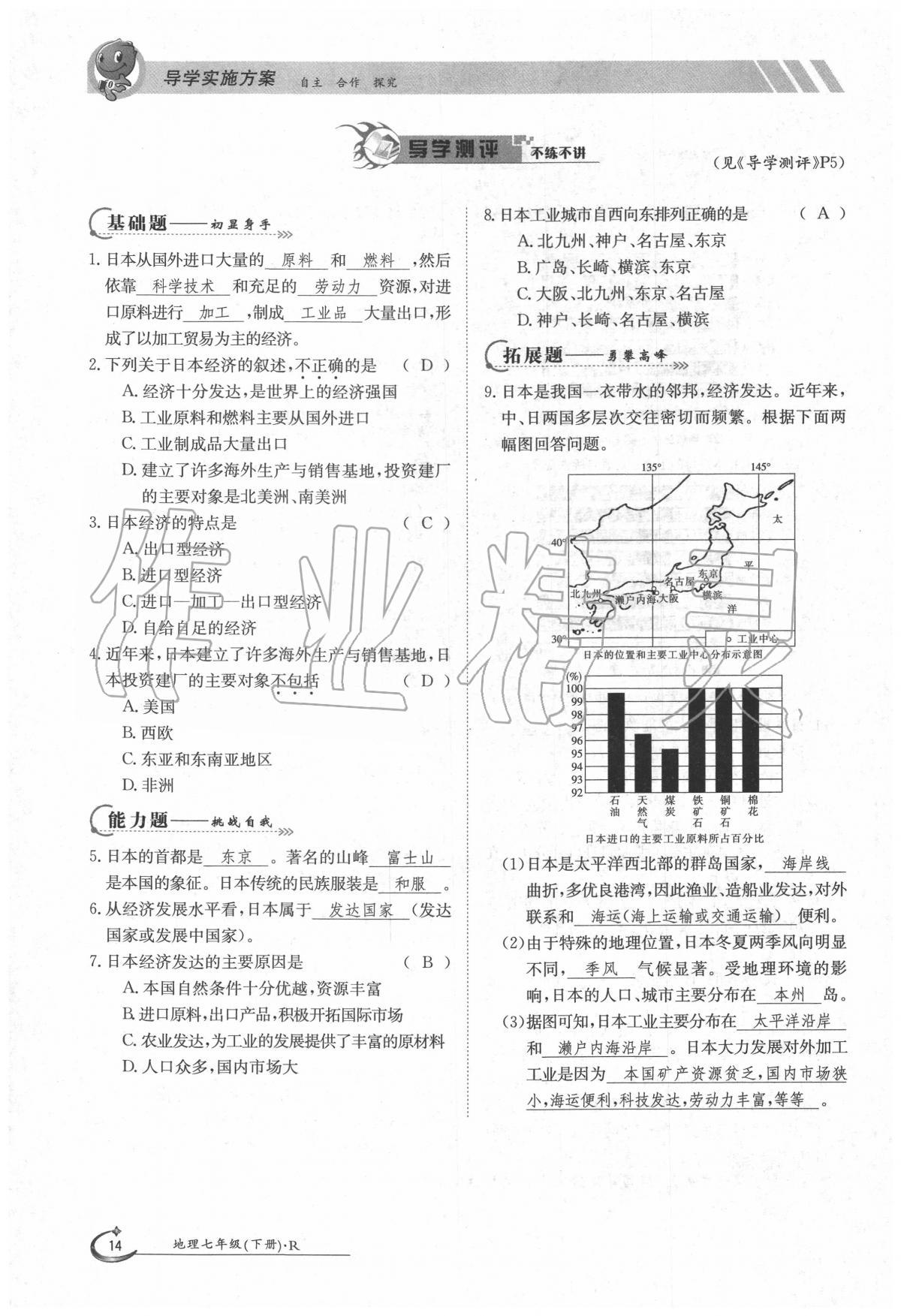 2020年金太陽導(dǎo)學(xué)案七年級地理下冊人教版 第14頁