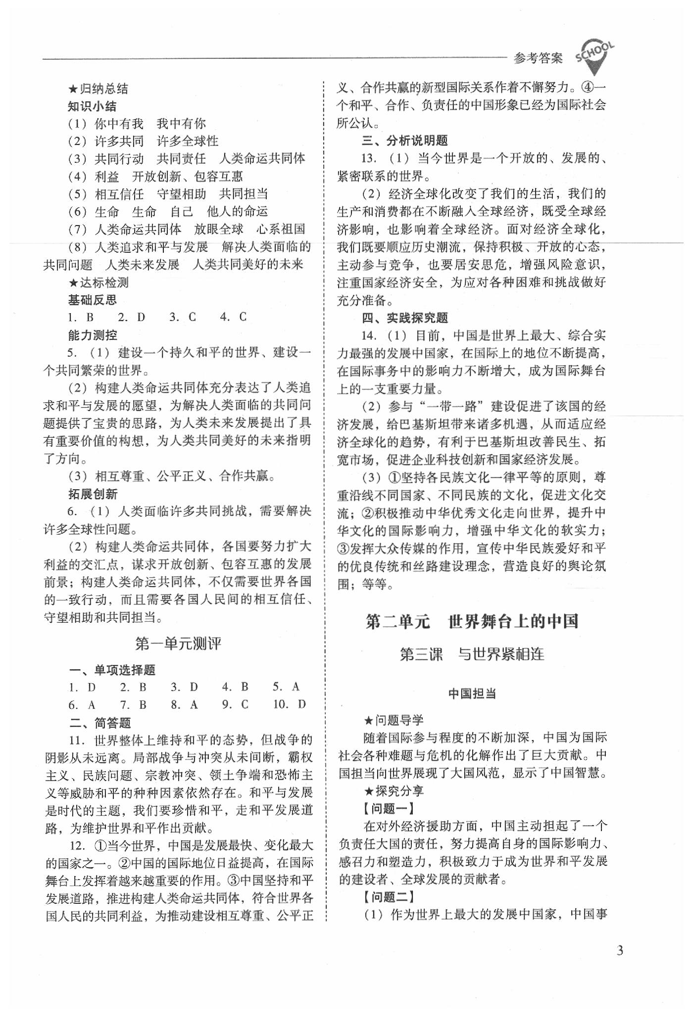 2020年新課程問題解決導(dǎo)學(xué)方案九年級(jí)道德與法治下冊人教版 第3頁