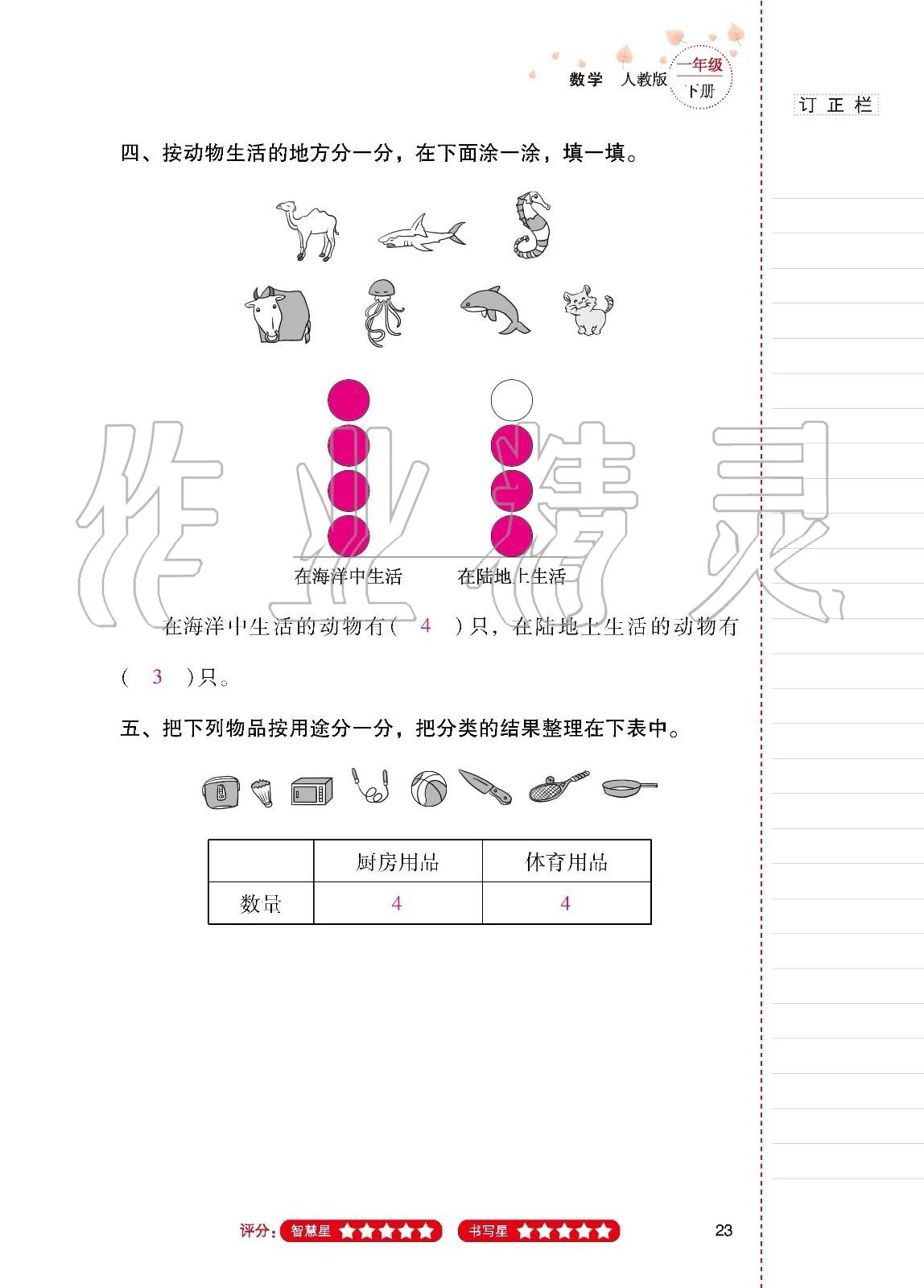 2020年云南省标准教辅同步指导训练与检测一年级数学下册人教版 第22页