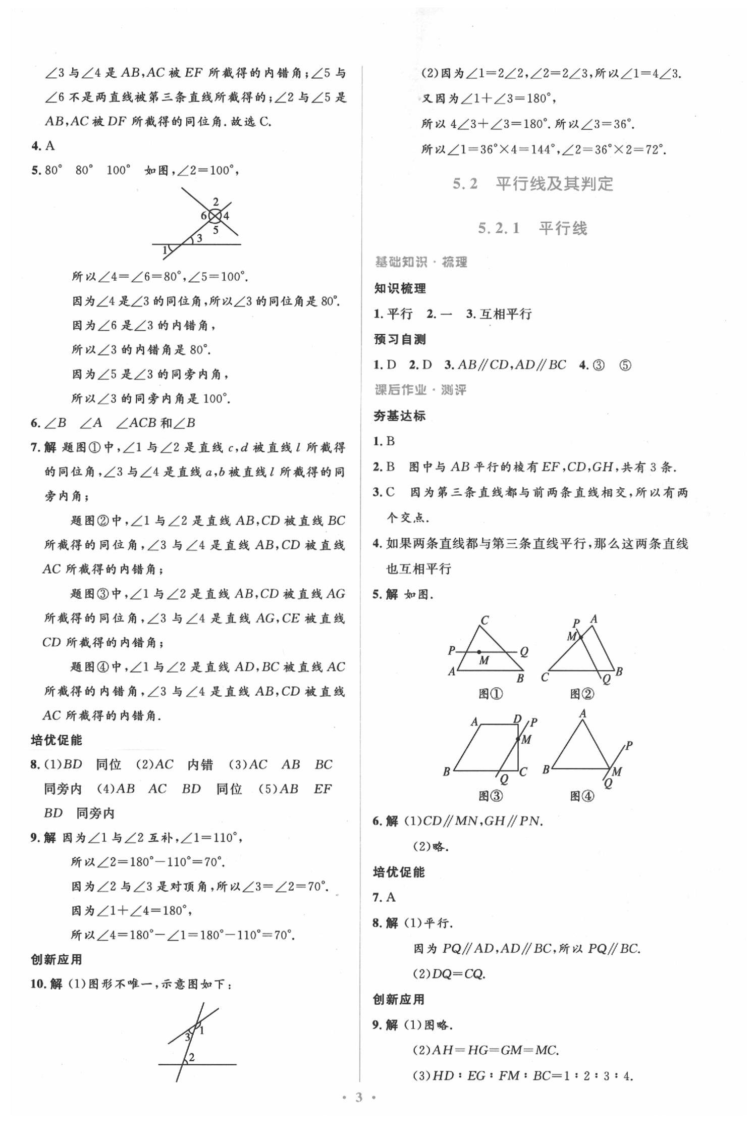 2020年人教金学典同步解析与测评学考练七年级数学下册人教版 参考答案第3页