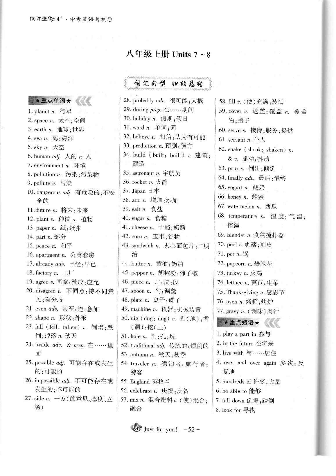 2020年蓉城优课堂给力A加九年级英语中考复习 参考答案第57页