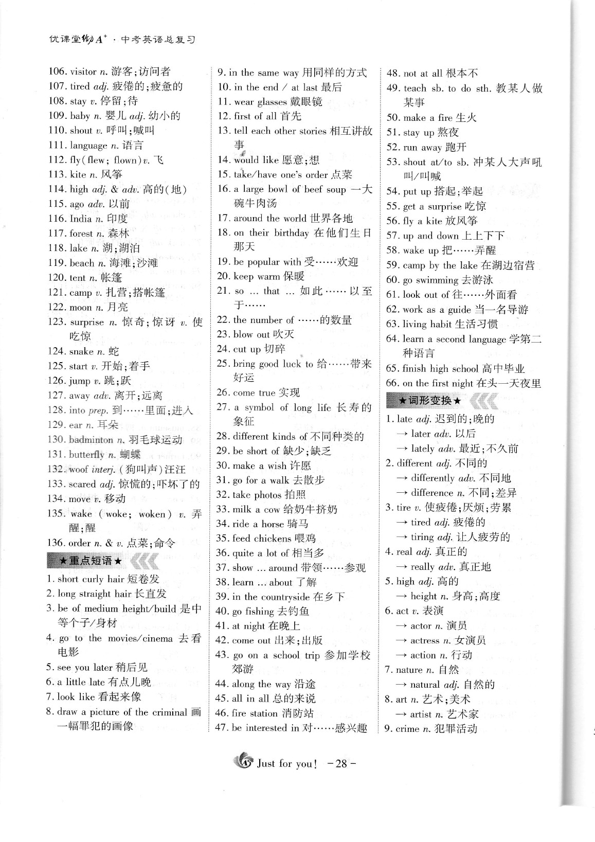 2020年蓉城优课堂给力A加九年级英语中考复习 参考答案第32页