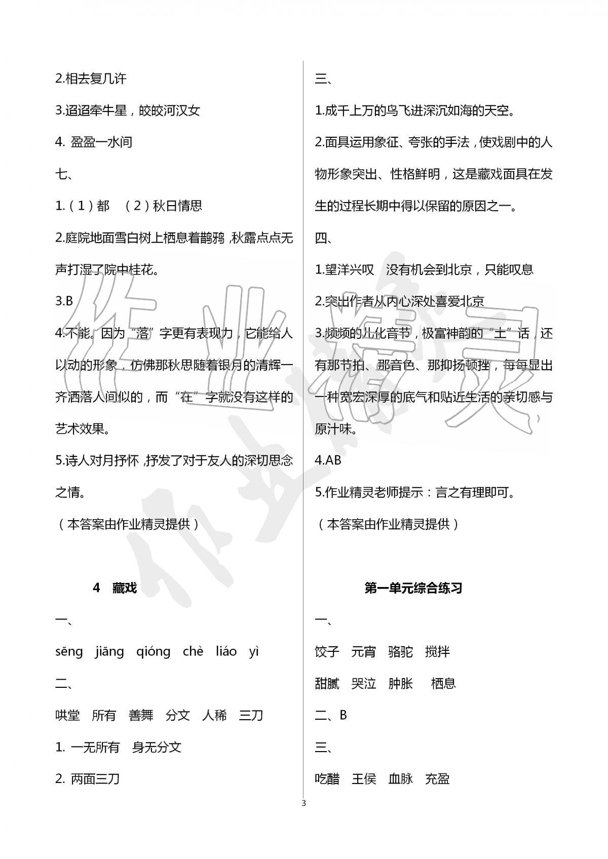 2020年配套练习与检测六年级语文下册人教版 第3页