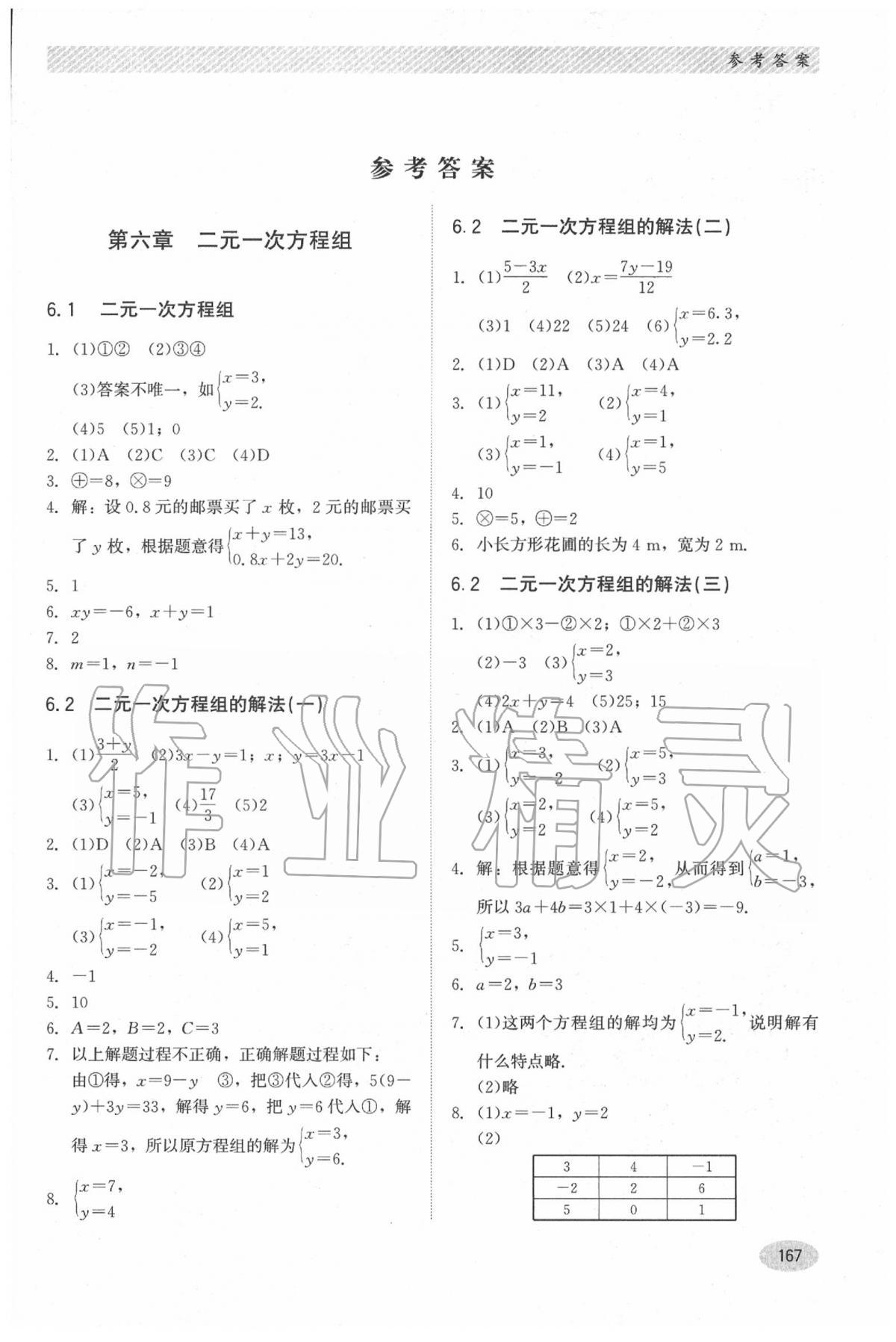 2020年同步练习册七年级数学下册冀教版河北教育出版社 第1页