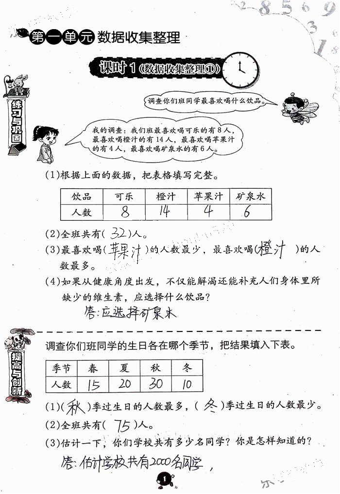 2020年學(xué)習(xí)與鞏固二年級(jí)數(shù)學(xué)下冊(cè)人教版 參考答案第1頁(yè)