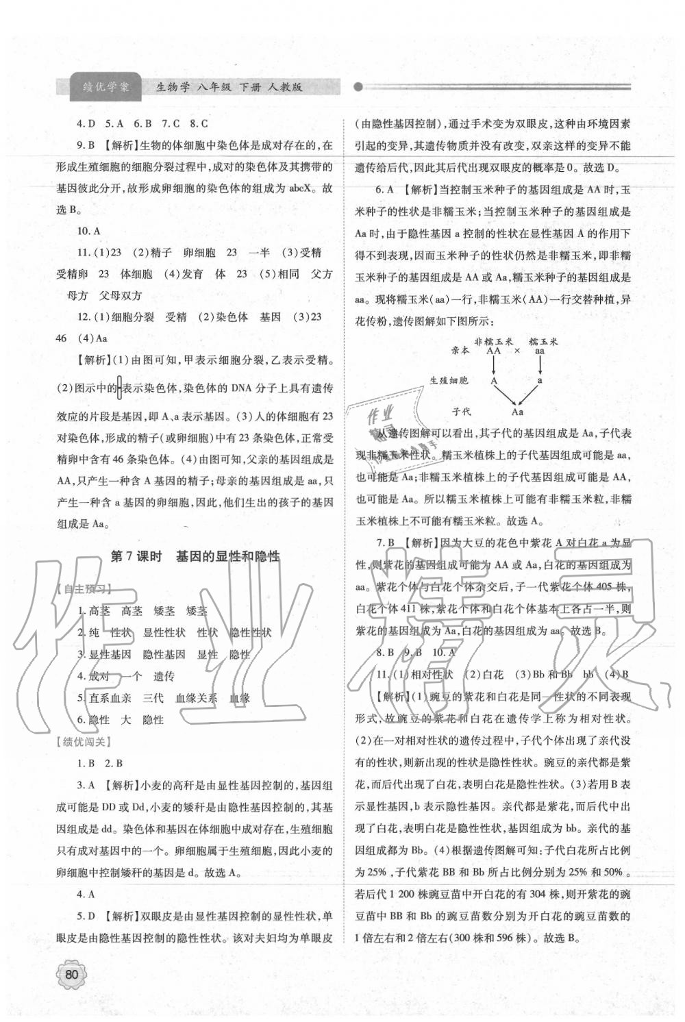 2020年绩优学案八年级生物学下册人教版 第4页