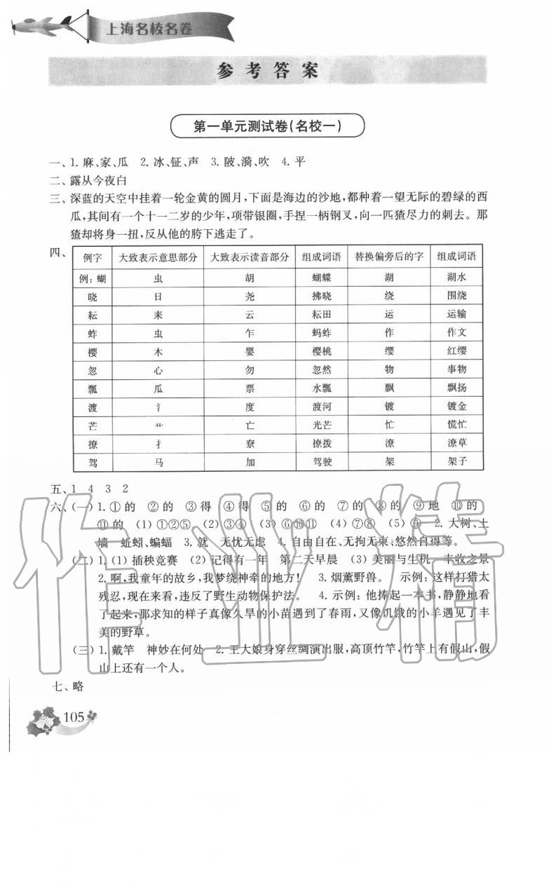 2020年上海名校名卷五年级语文第二学期 第1页