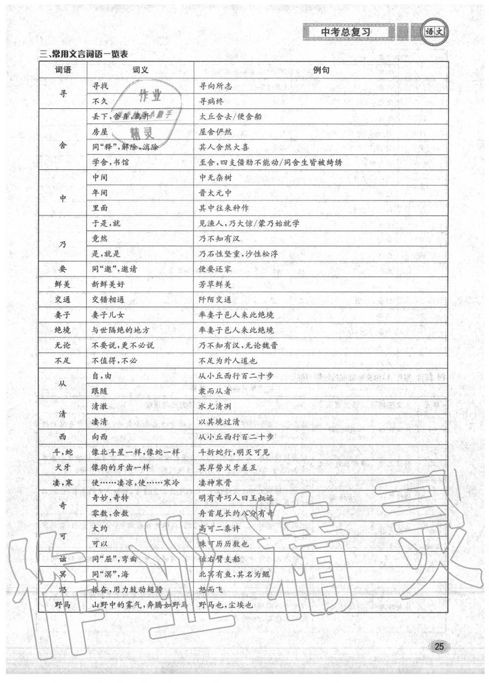 2020年中考總復(fù)習(xí)長江出版社九年級語文中考用書 參考答案第26頁