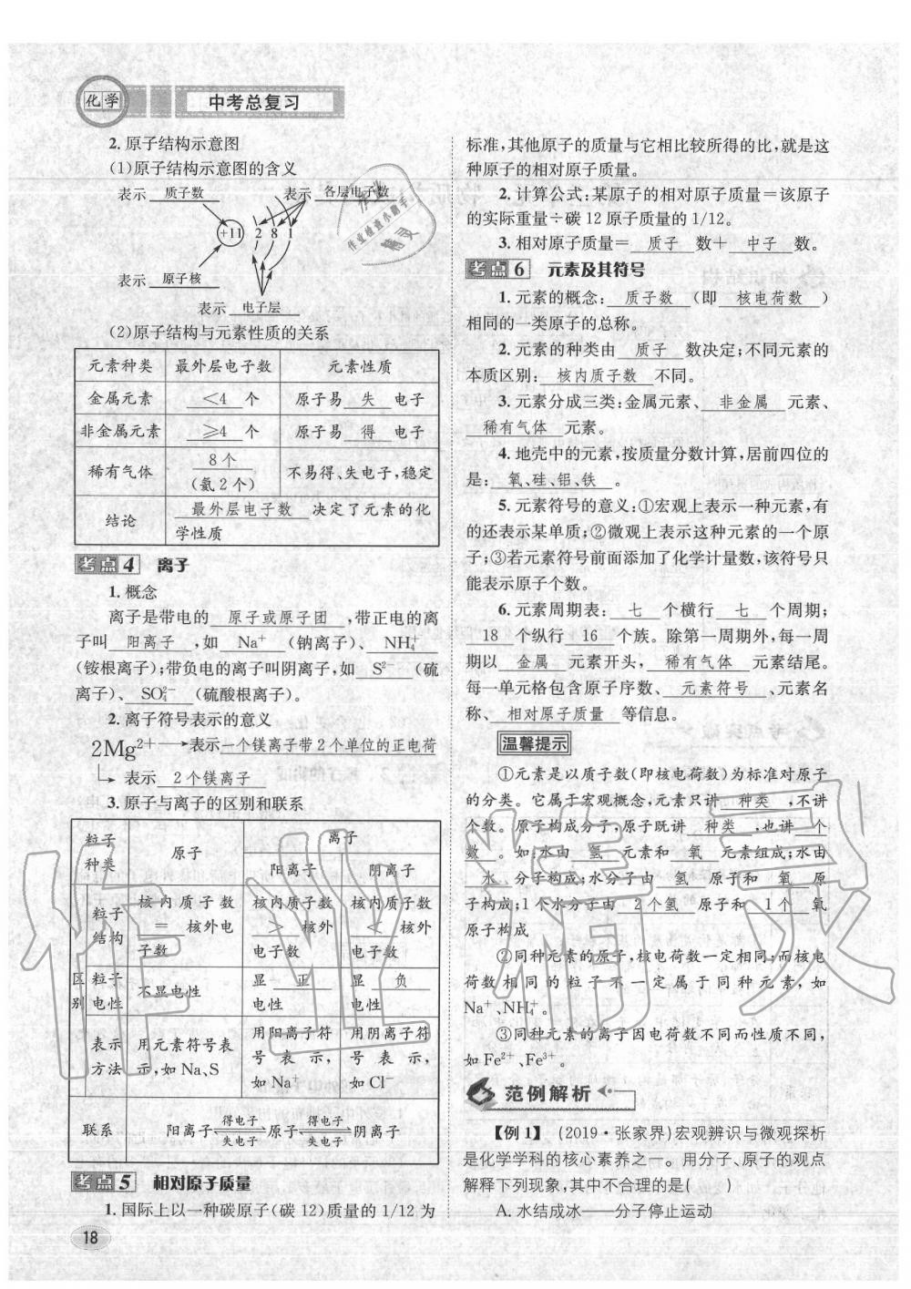 2020年中考總復習長江出版社九年級化學中考用書 參考答案第19頁