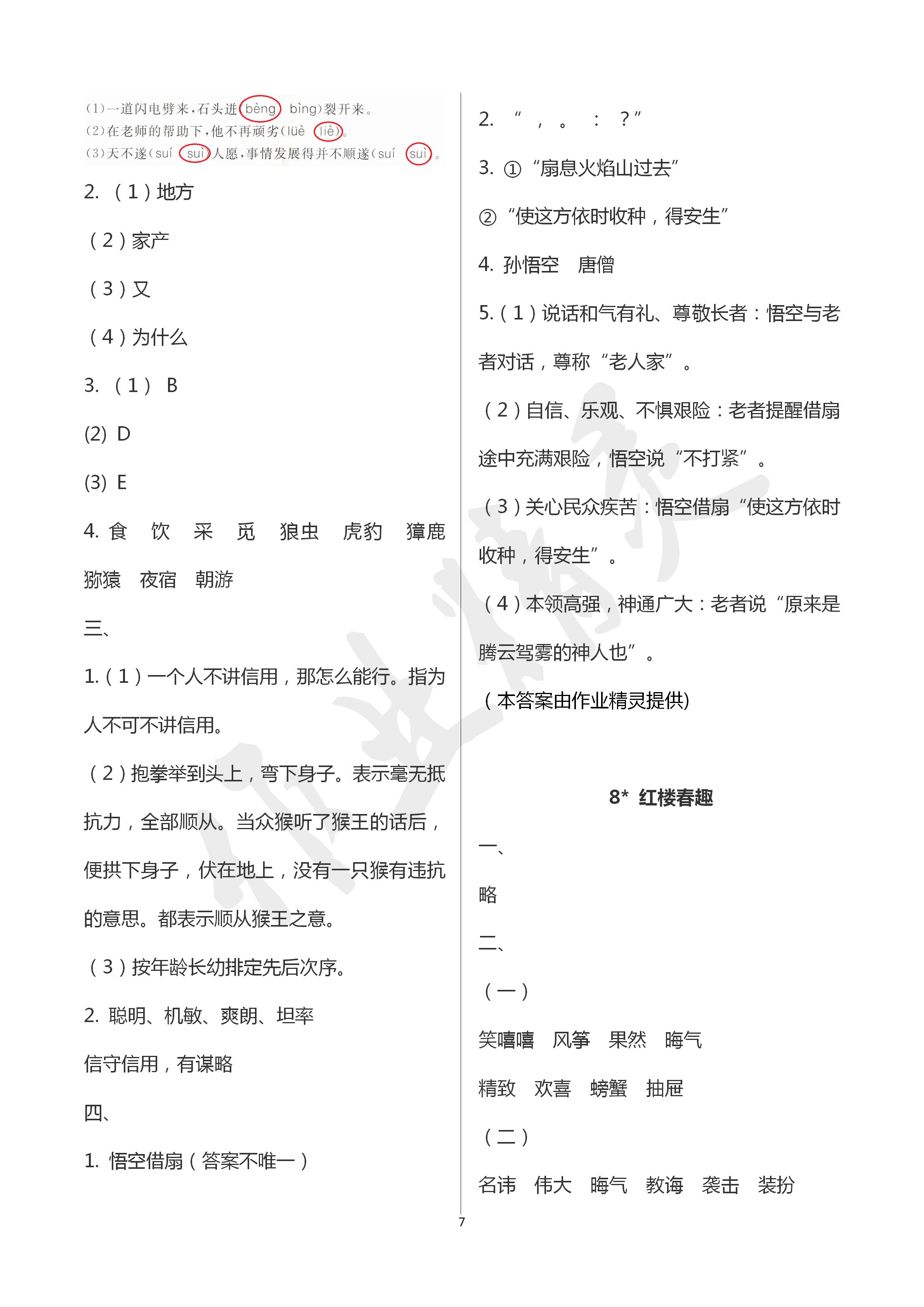 2020年课时精练小学语文五年级下册人教版 第7页