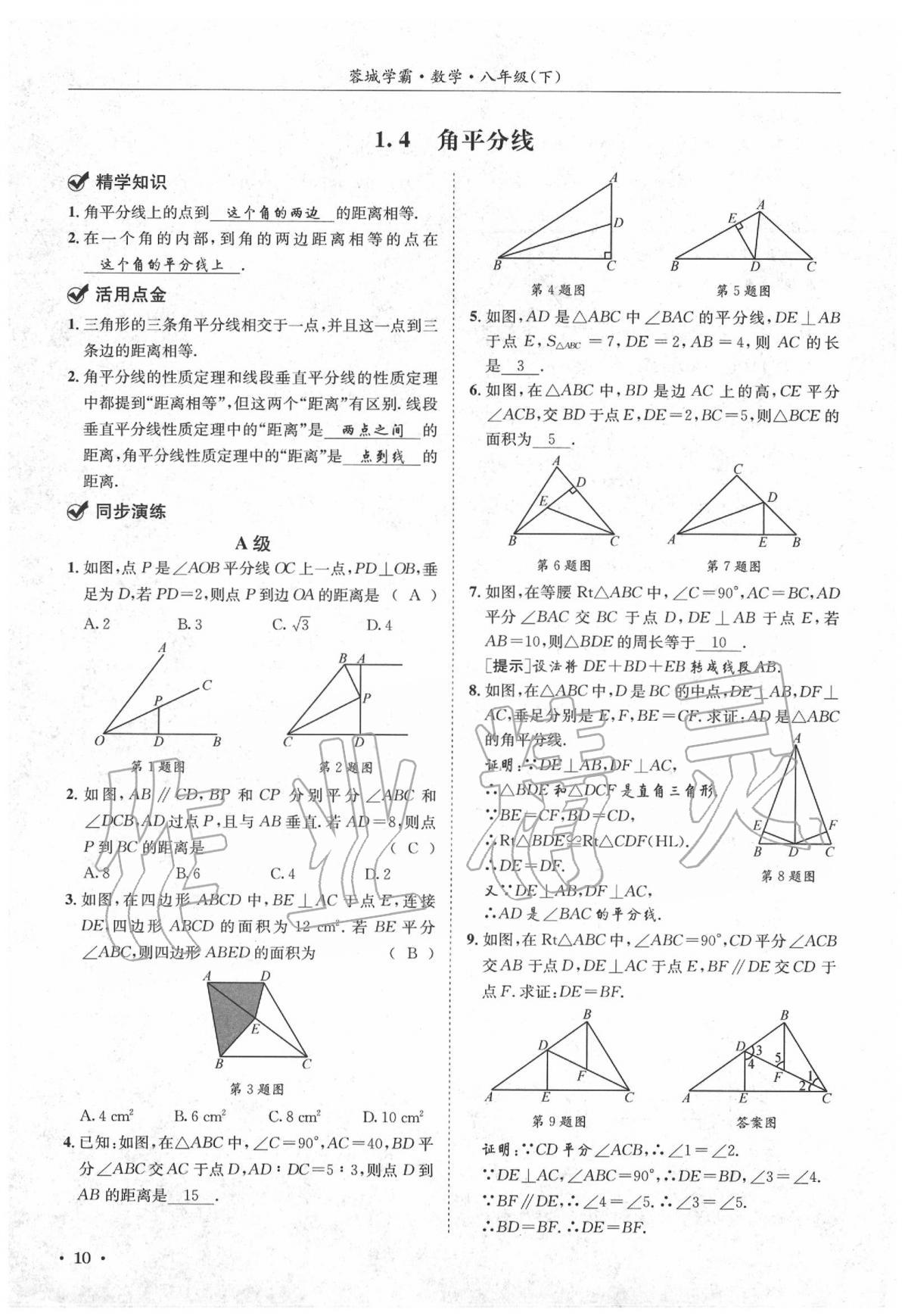 2020年蓉城学霸八年级数学下册北师大版 第14页