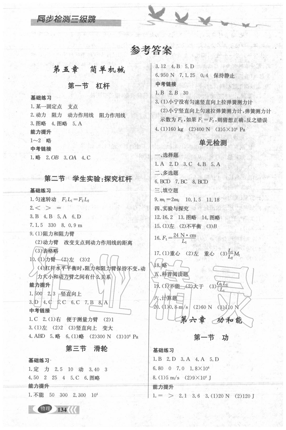 2020年同步檢測(cè)三級(jí)跳八年級(jí)物理下冊(cè)北師大版 第1頁