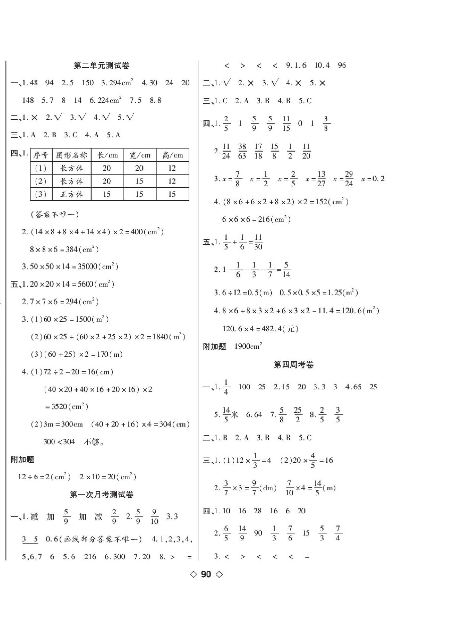 2020年考易百分百周末提優(yōu)訓(xùn)練五年級(jí)數(shù)學(xué)下冊(cè)北師大版 第2頁