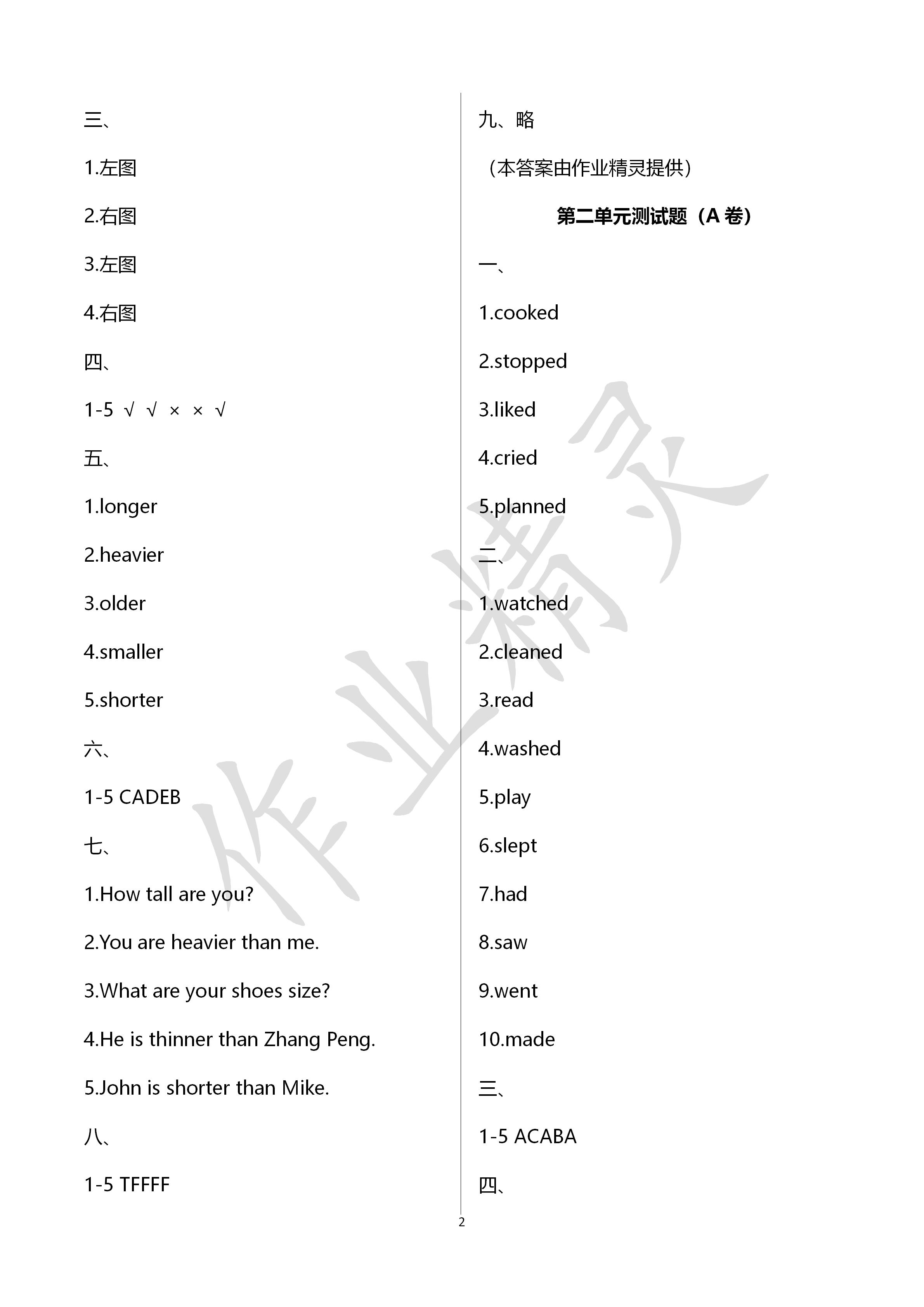 2020年单元自测试卷六年级英语下学期人教版 第2页