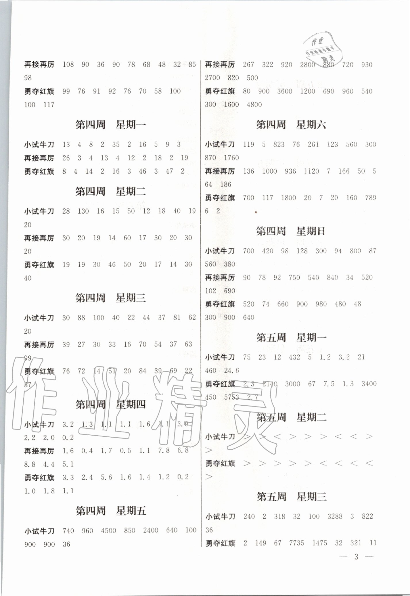 2020年口算心算速算四年级下册江苏凤凰美术出版社 第3页