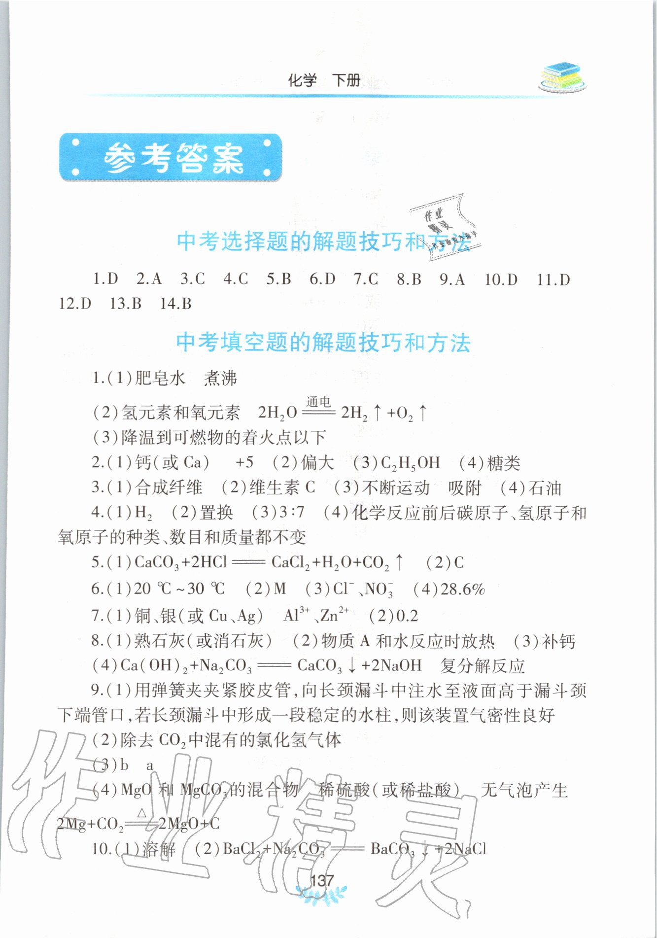 2020年河南省初中学业水平考试解析与检测化学下册 第1页