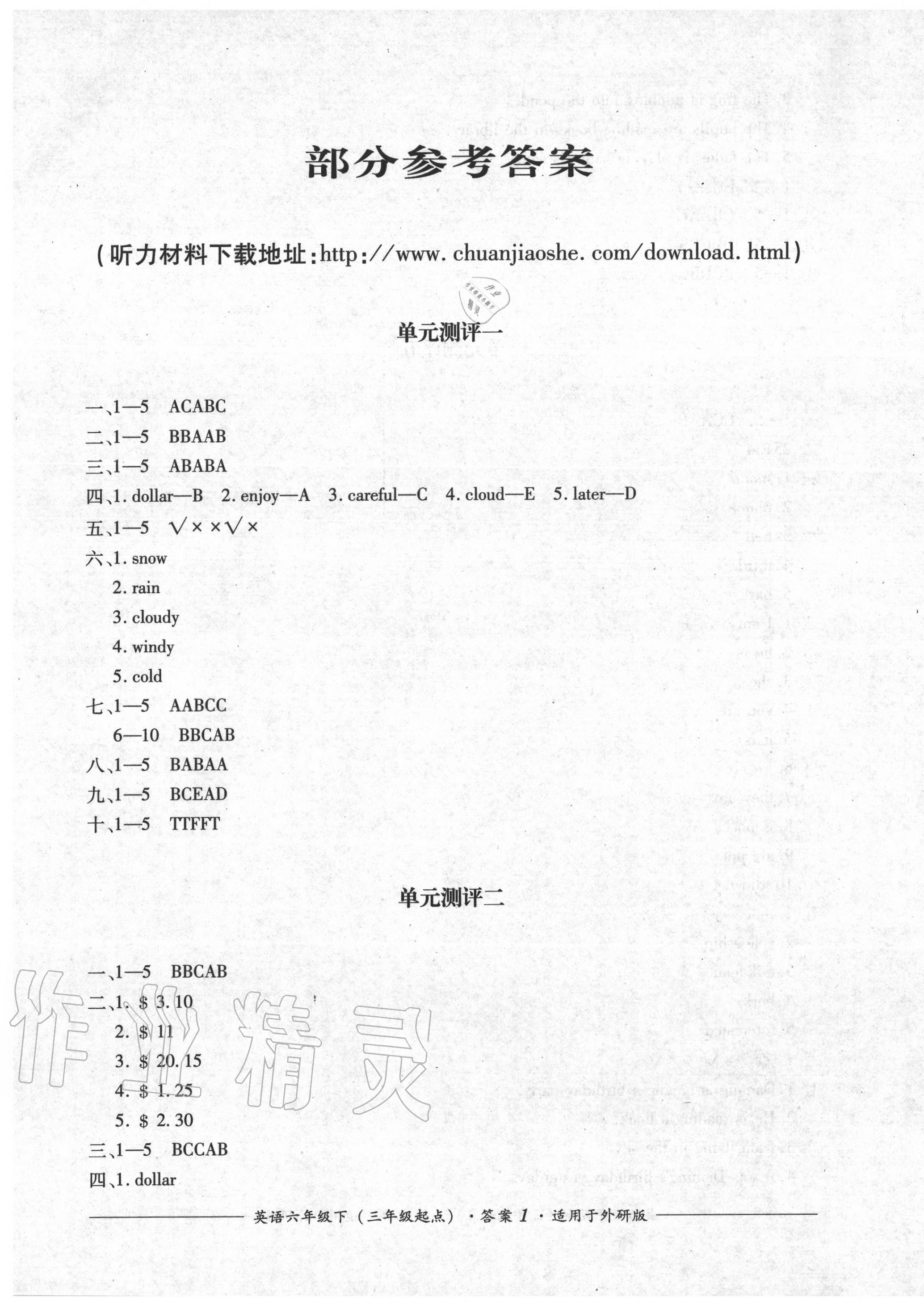 2020年單元測(cè)評(píng)六年級(jí)英語(yǔ)下冊(cè)外研版三起四川教育出版社 第1頁(yè)