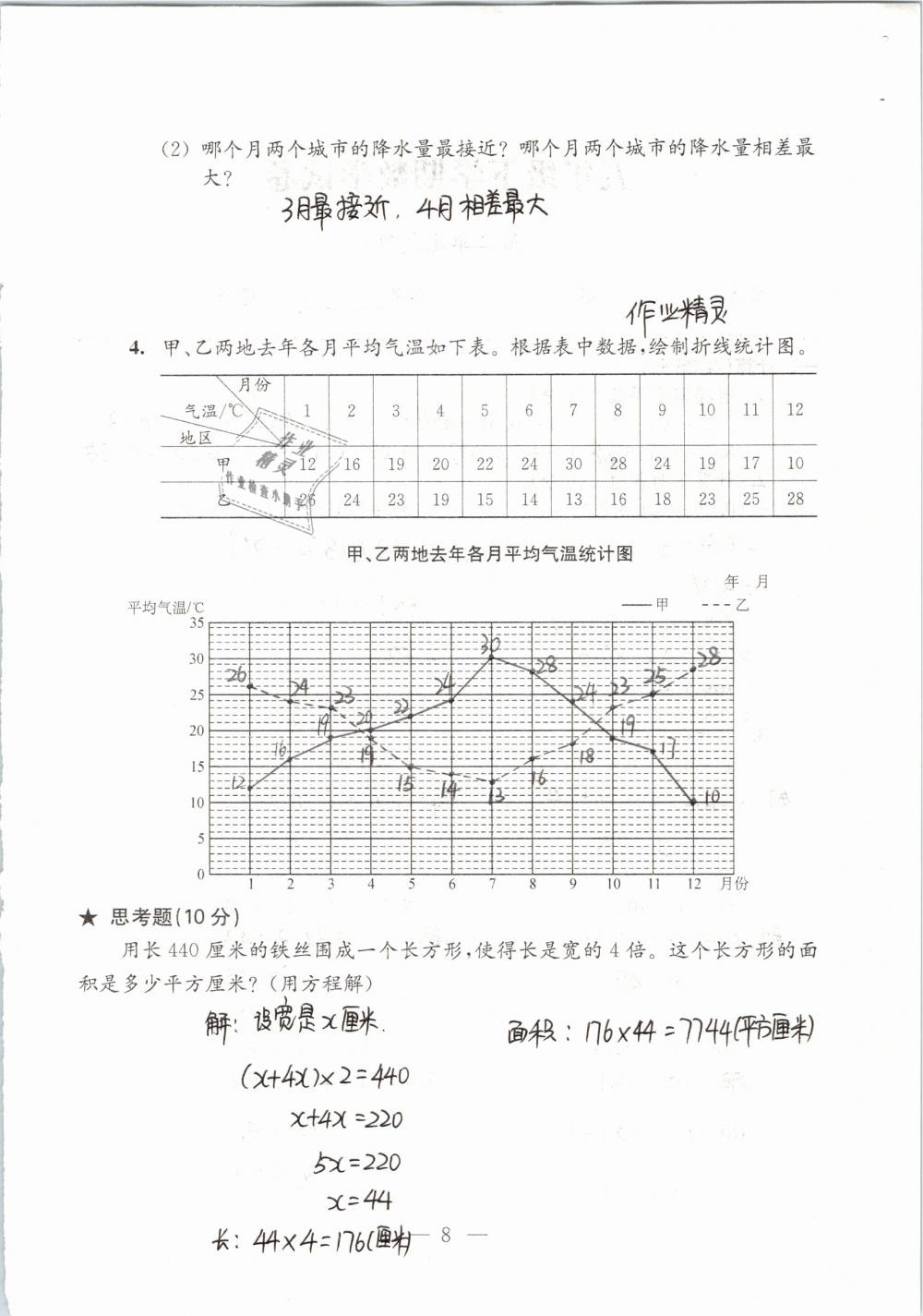 2020年练习与测试检测卷小学数学五年级下册苏教版 第8页