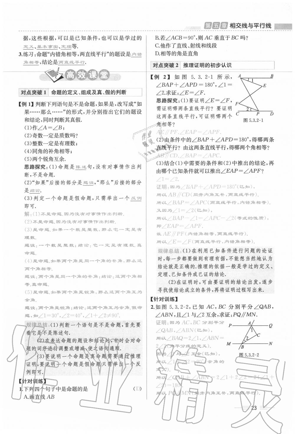 2020年人教金學(xué)典同步解析與測評七年級數(shù)學(xué)下冊人教版云南專版 參考答案第23頁